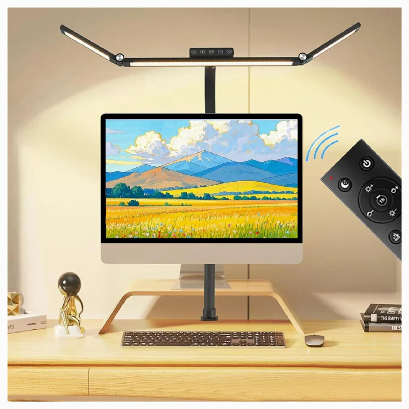 Lampada da scrivania a LED a braccio lungo con morsetto Lampade da tavolo a LED dimmerabili sensibili al tocco da 24 W for architetto da ufficio con Ctonroller remoto for lo studio