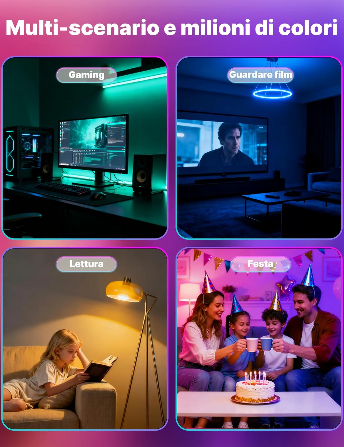 MOES Matter WiFi Lampadina intelligente RGB E27 compatibile con Alexa | Google Home, Apple Home, 5W 400LM 2700K-6500K RGB dimmerabile 16 Milioni di Colori, 2.4GHz