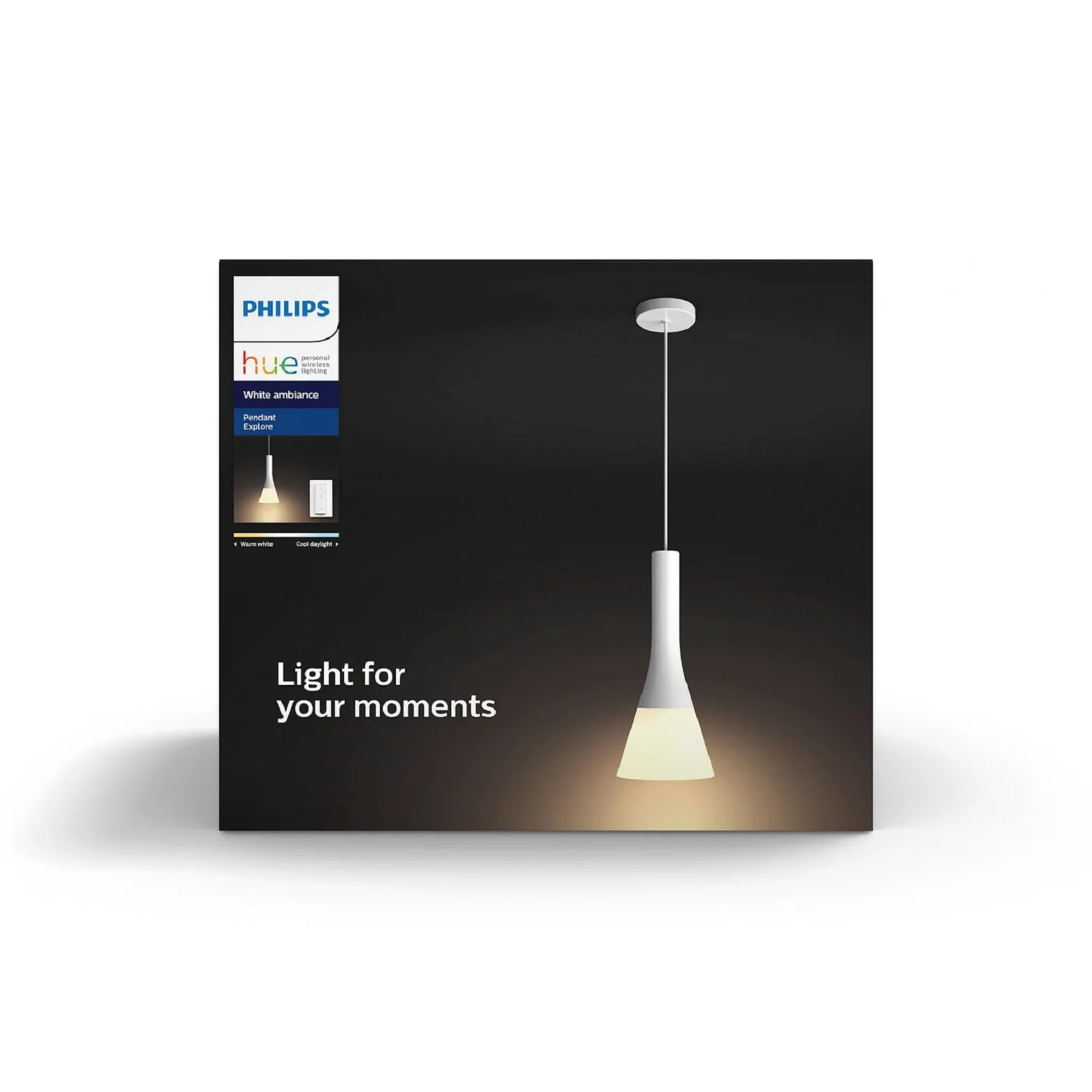 Philips Hue White Ambiance Lampadario LED Smart Explore, Attacco E27, 60 W, Telecomando Dimmer Switch e 1 Lampadina Hue White Ambiance Inclusi