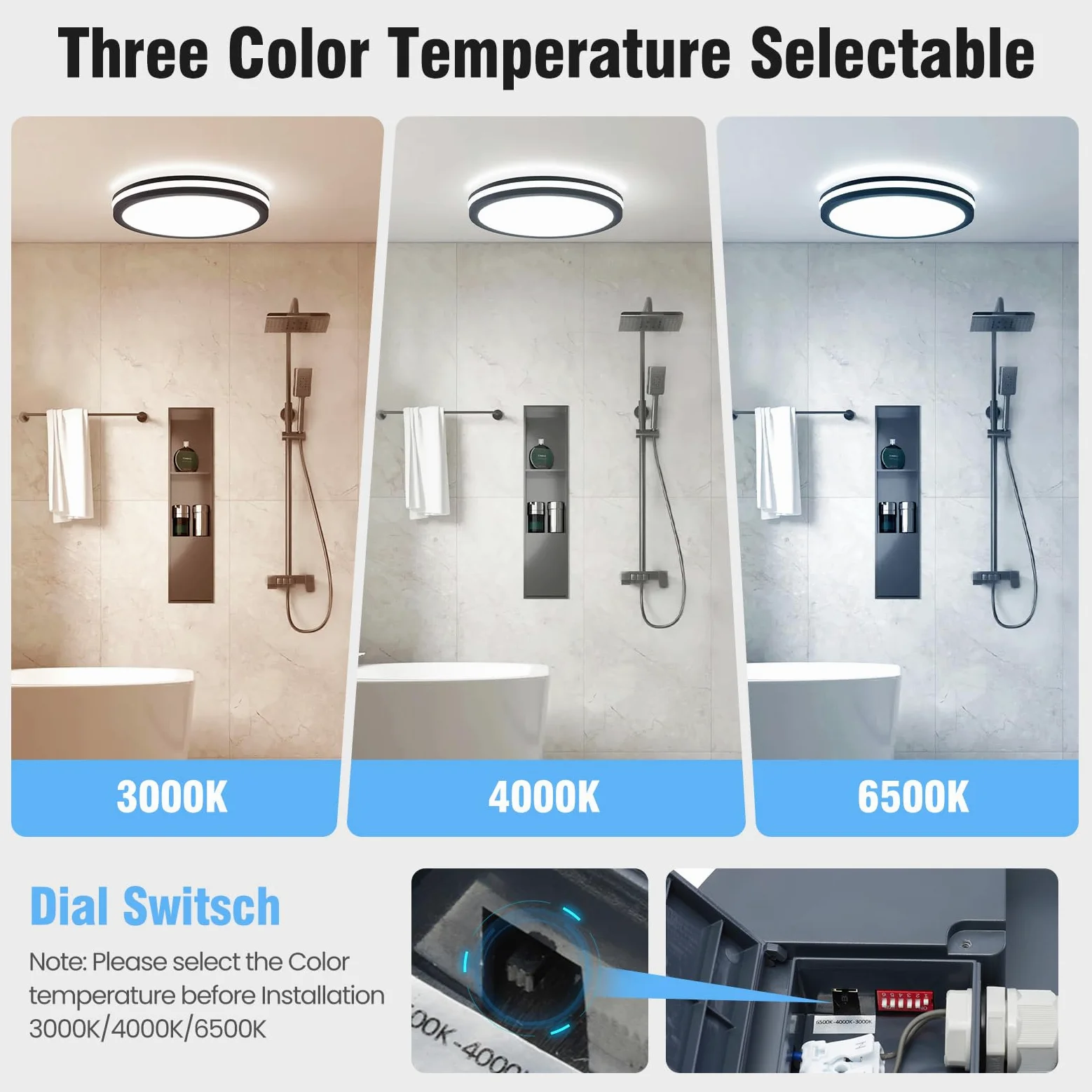 LEZOE 2er Plafoniera LED con sensore di movimento IP65 impermeabile, 18W 2700lm 150(Lm/W) lampada da soffitto con sensore 3000K/4000K/6500K Ideale per bagno, garage, corridoio, balcone Ø22cm Grigio