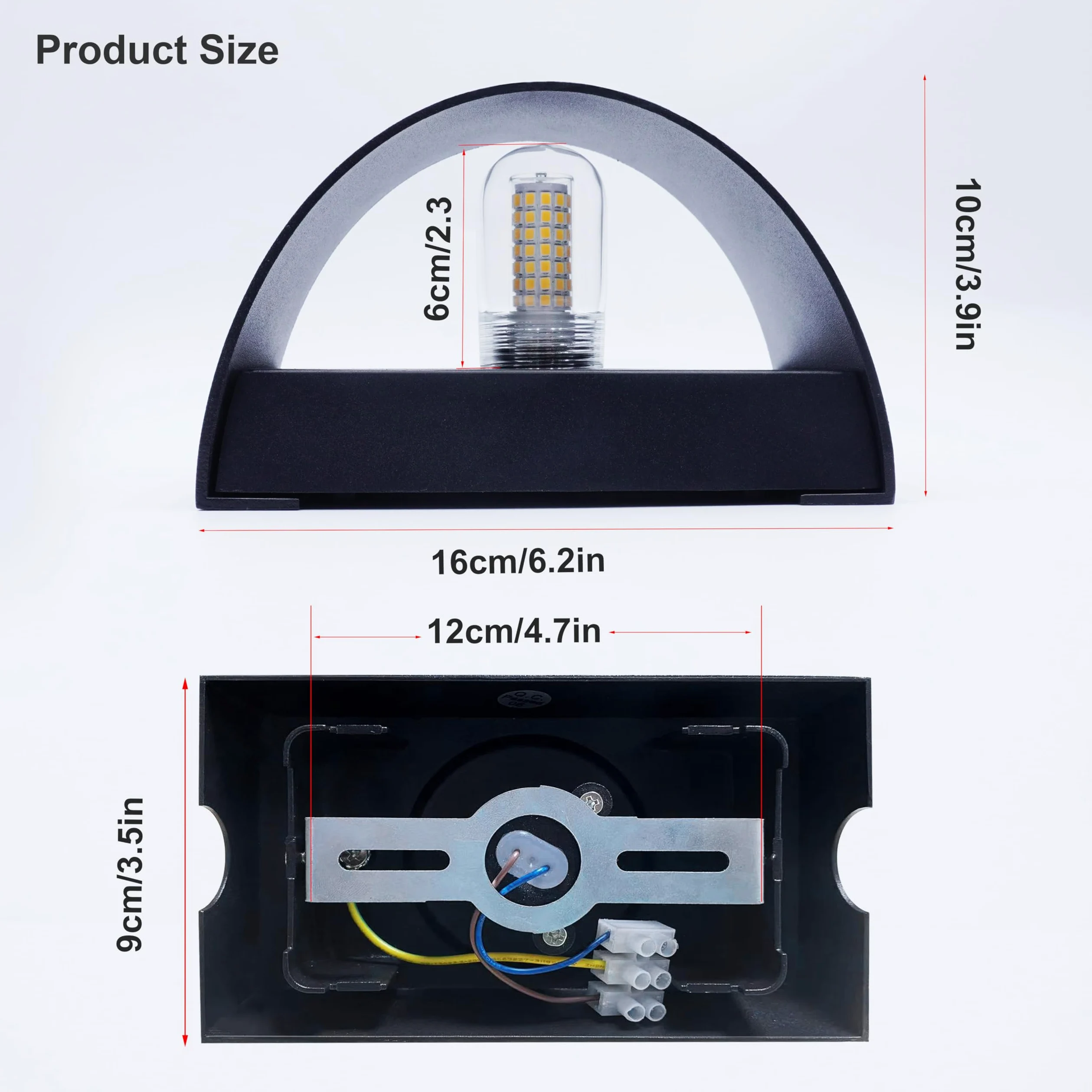 KICAAO 2 Pezzi Applique da Parete LED Moderno, Lampada da Parete Interno/Esterno con Lampadina G9 Sostituibile, 7W Luce Calda 3000K, Alluminio Nero Impermeabile IP65 per Ingresso Giardino