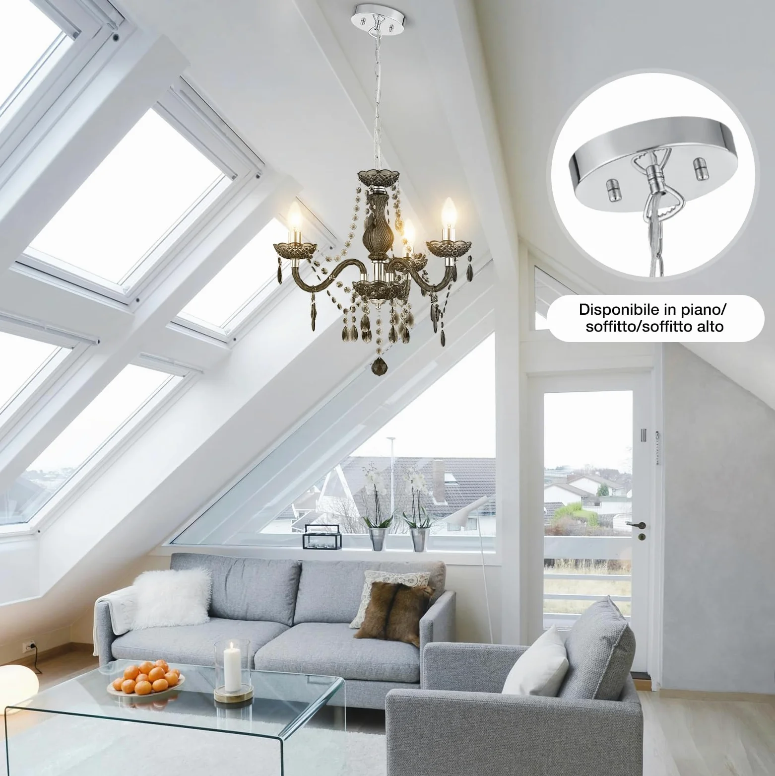 GyroVu Lampadario per Soggiorno, Mini Lampada a Sospensione con 3 Luci in Acrilico con Catena Regolabile, Lampada da Soffitto Rosa per Sala da Pranzo, Soggiorno, Camera da Letto