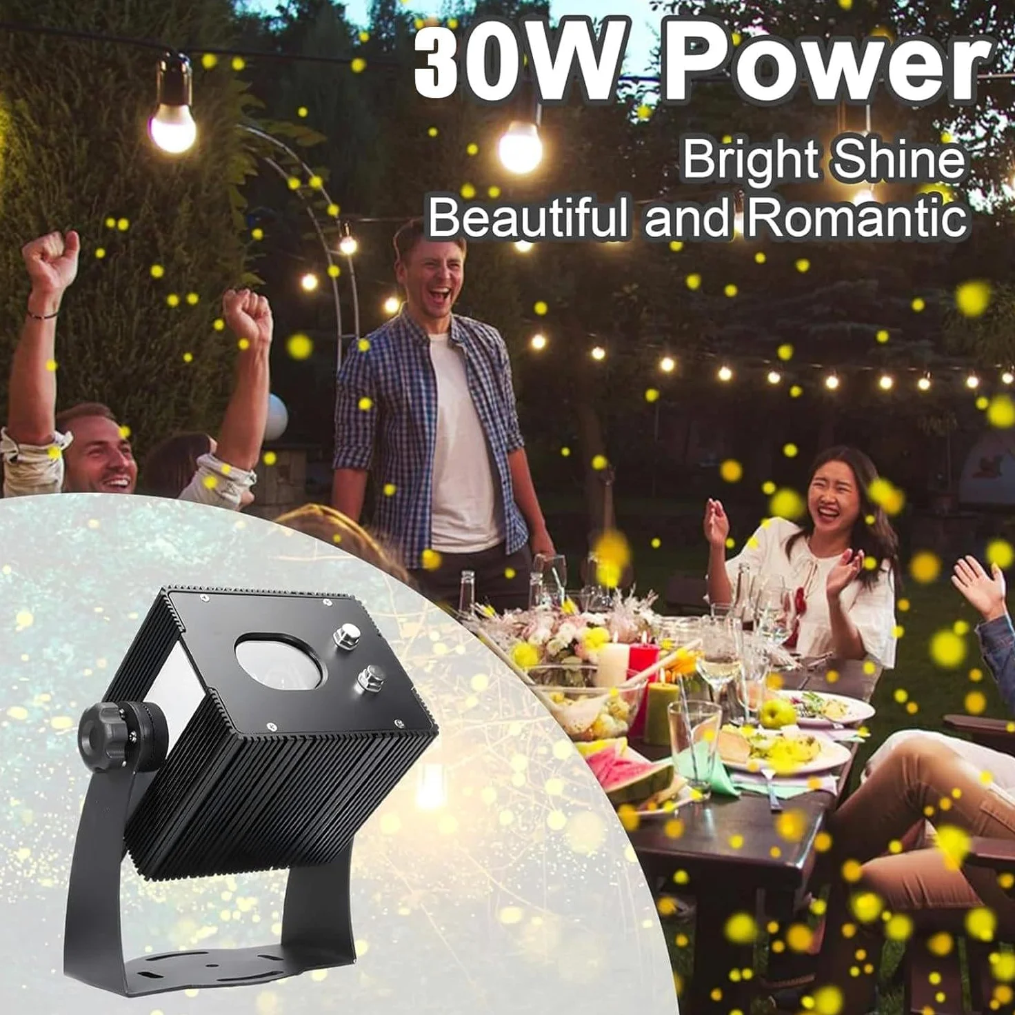 Luci di Natale con Proiettore Laser da 1500 MW (450 NM), Luci da Giardino Dinamiche Firefly, Faretto da Giardino Impermeabile Ip65 per Vacanze, Feste, Matrimoni Yellow