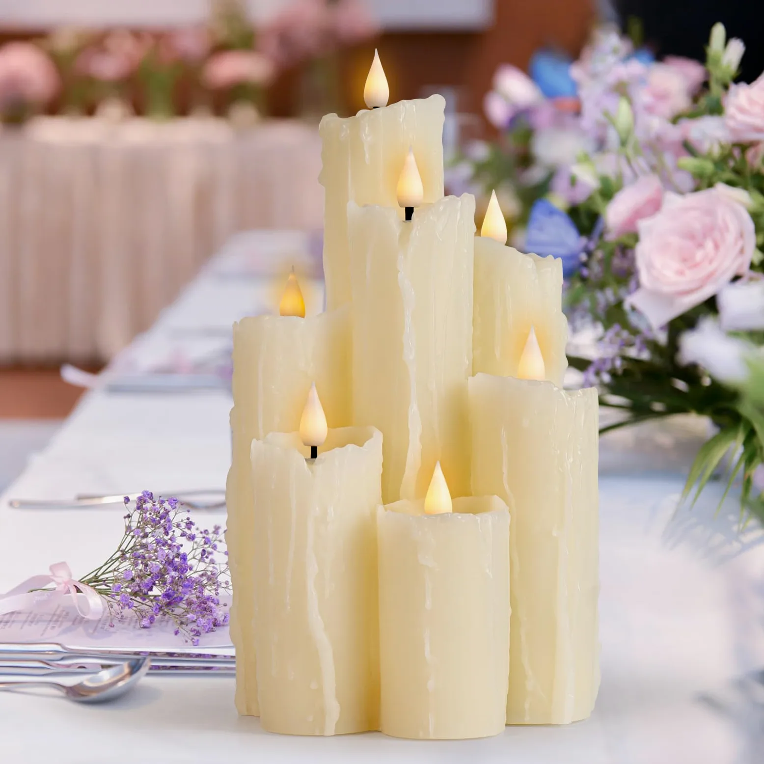 Candele a LED senza fiamma con funzione timer telecomando, candele a batteria, candele a LED avorio, design unico senza fiamma, vera cera