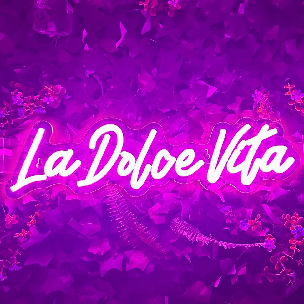 La Dolce Vita Targa neon per decorazione da parete, idea regalo per matrimoni, feste e compleanni, pratiche luci al neon a LED per la decorazione della casa