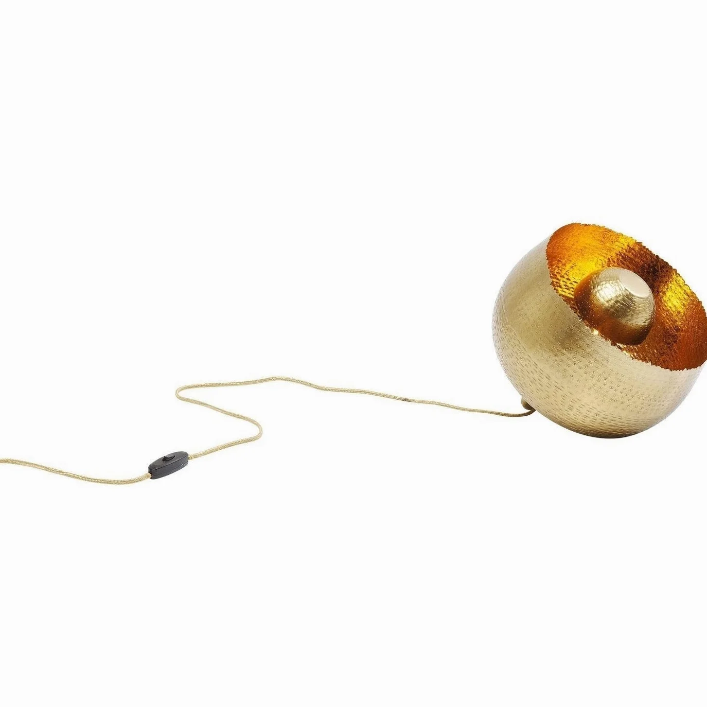 Kare Design Lampada Da Pavimento Apollon, Oro, Ø28Cm, Piantana Color Oro Opaco, Lunghezza Filo 200Cm, Superficie Martellata, Lampadina Non Inclusa