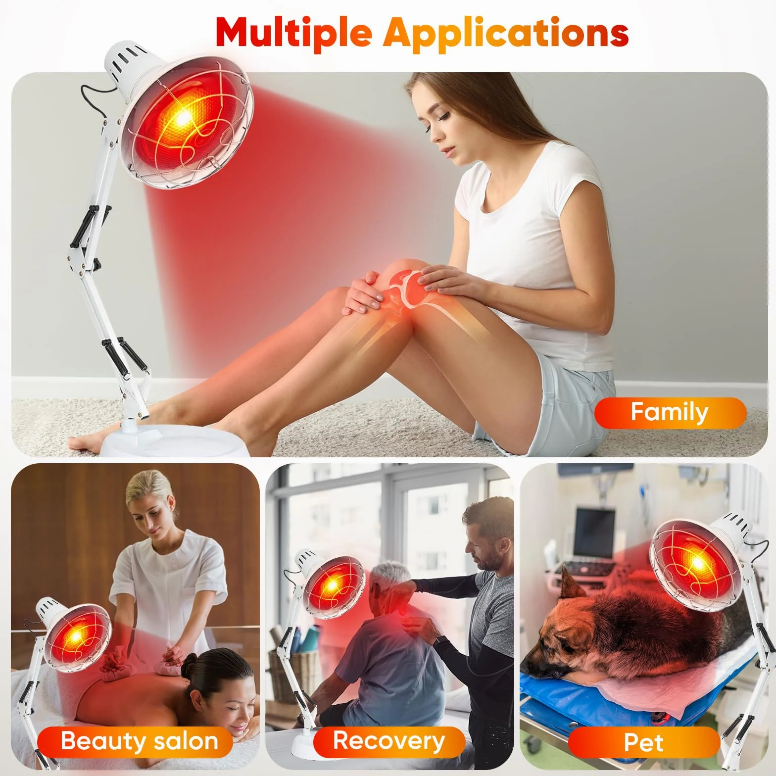 AUOROSI lampada infrarossi 100W,Lampada riscaldante a luce rossa, 600nm-1400nm Lampada per fisioterapia,Infrarossi terapia per uso domestico,Bianca