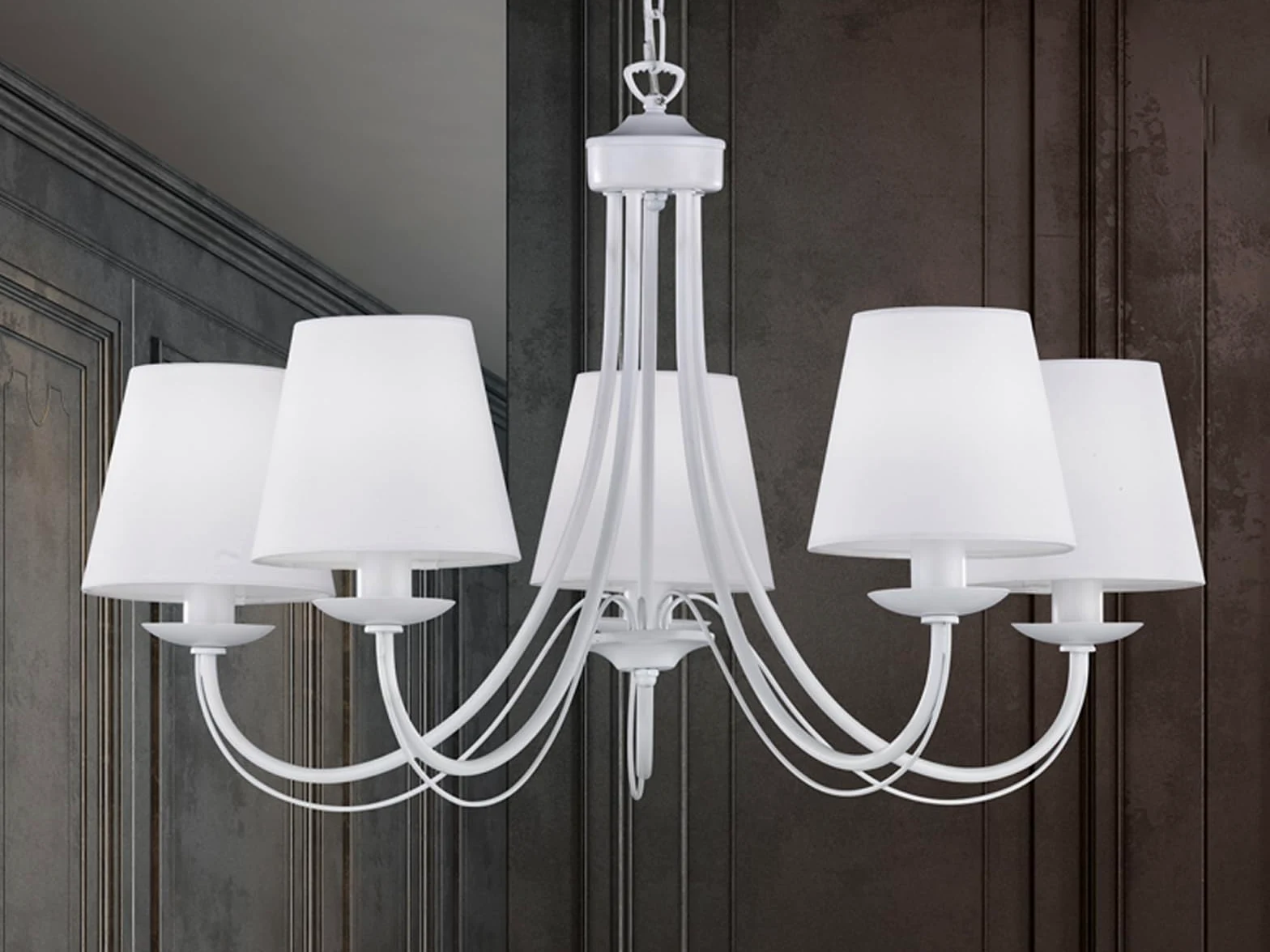 Trio Leuchten Lampadario E14, 28 W, Bianco Opaco, 66 x 66 x 150 cm