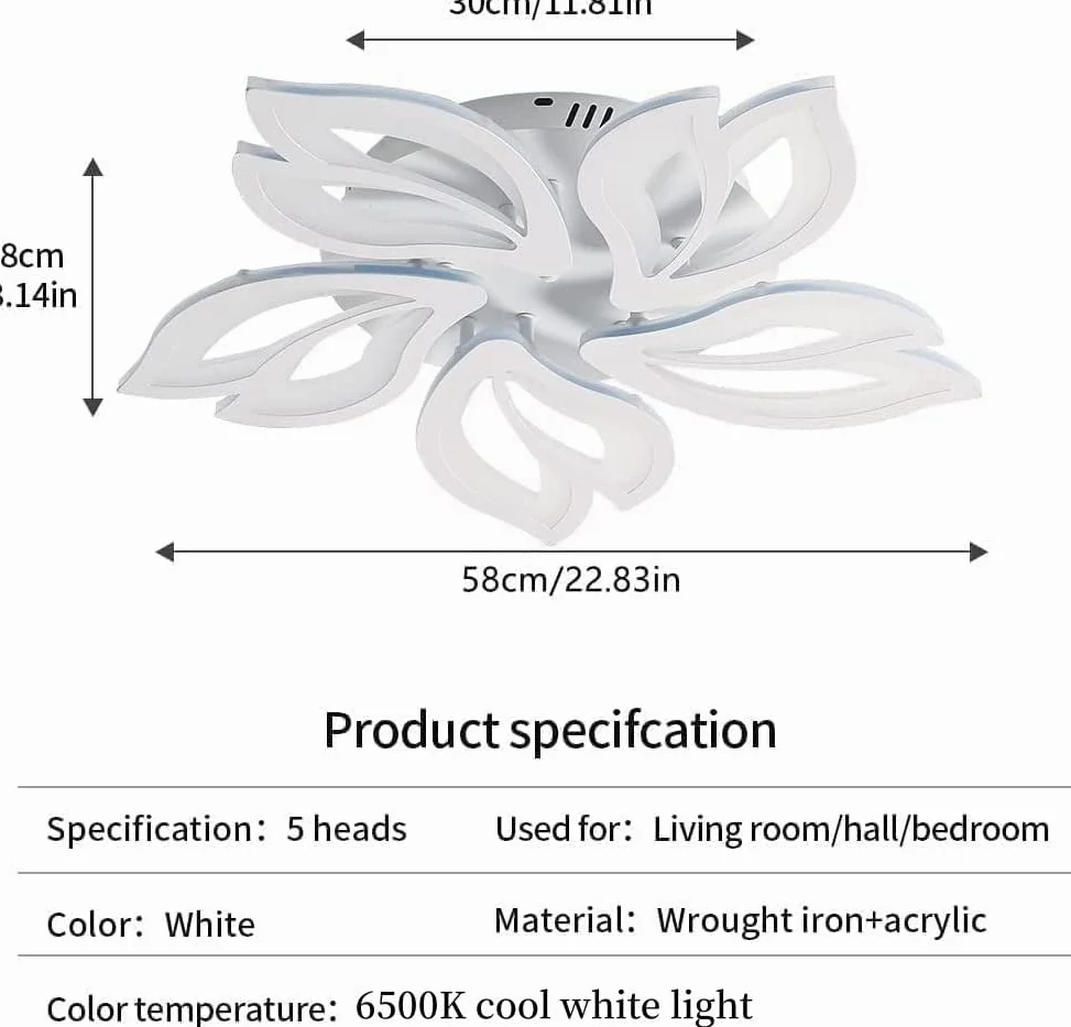 Comely Plafoniera LED, 65W Moderna Lampada da Soffitto in Acrilico, Forma di Fiore Design Plafoniere da Soffitto LED 7200LM per Soggiorno, Cucina, Camera da Letto, Studio