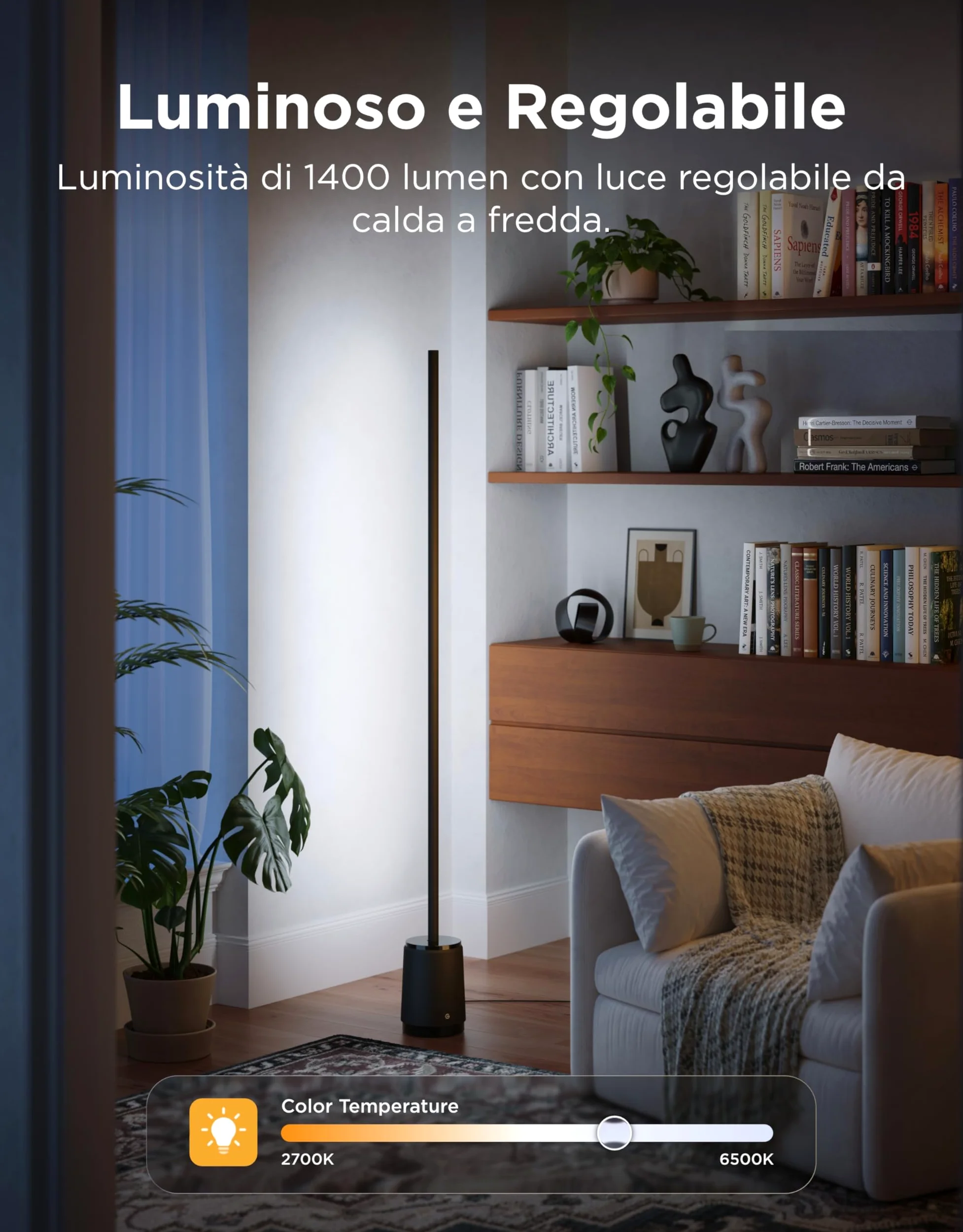 Govee Lampada da Terra 3 Lite RGBICWW, 1400lm Lampada da Terra Salotto e Camera da Letto, 152cm Piantana Moderna con Sincronizzazione Musicale, 105+ Scene, Compatibile con Alexa Matter, Nero