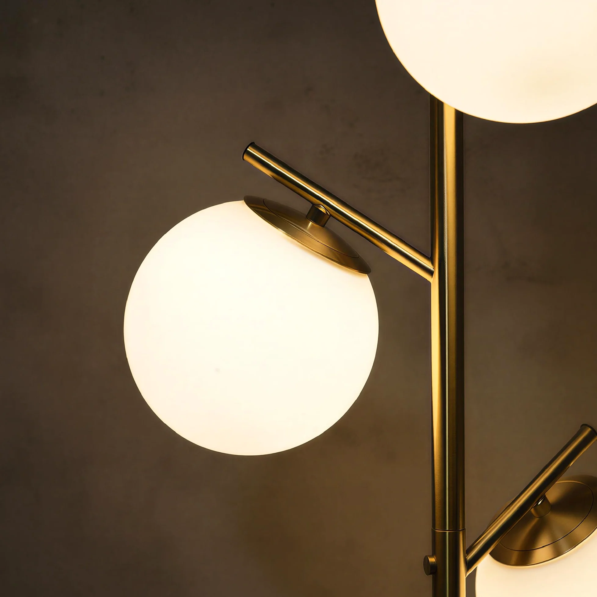 HOMCOM Lampada da Terra Moderna con 3 Punti Luce, Lampada a Piantana in Metallo e Vetro, Ø27x169cm, Oro