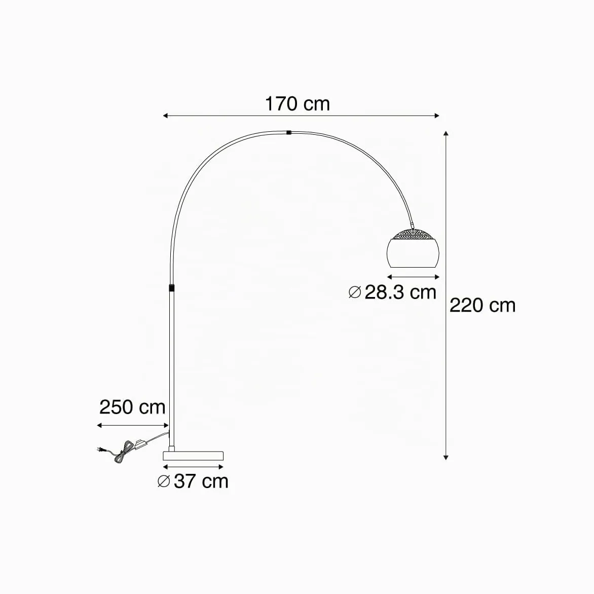 Qazqa Booglamp XXL - Lampada da terra arco Moderno - 1 luce - L 1700 mm - Acciaio - Moderno - Soggiorno