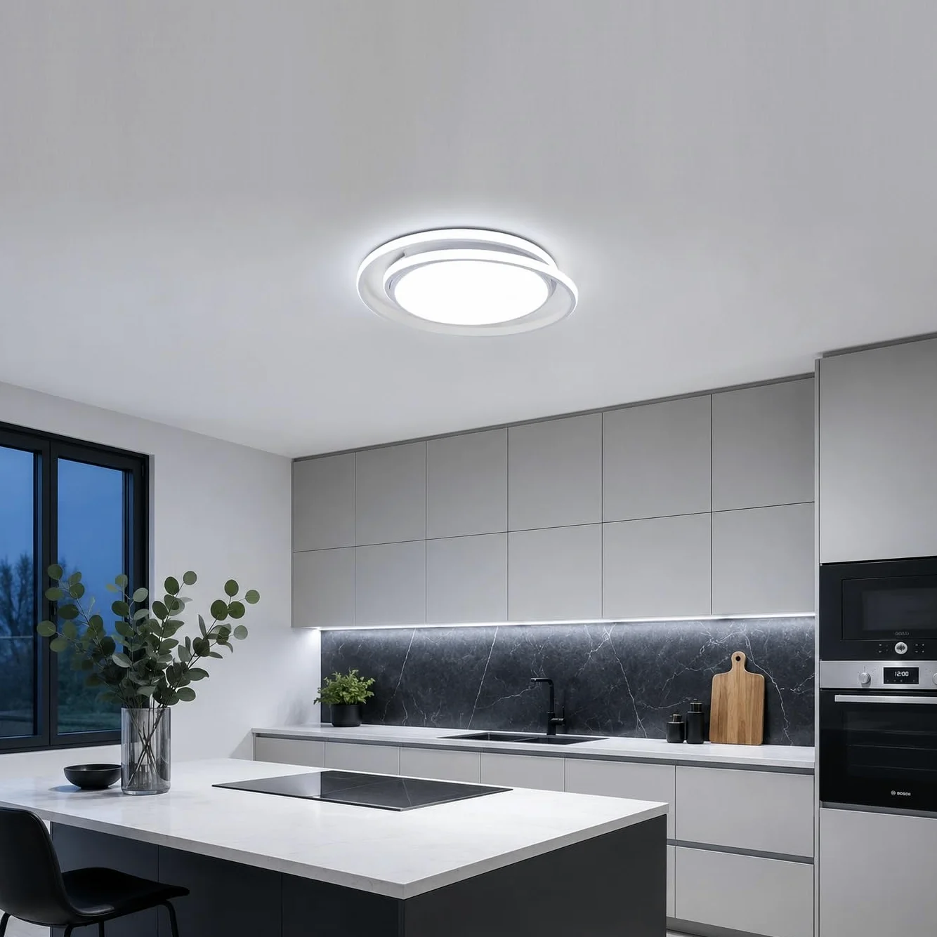 TOT ELECTRIC Plafoniera LED Rotonda 65W da Soffitto Design Moderno Bianco | Luce Naturale, Fredda, Calda, Per Camera e Cucina, Forma a Cerchio, Risparmio Energetico, Installazione a Soffitto