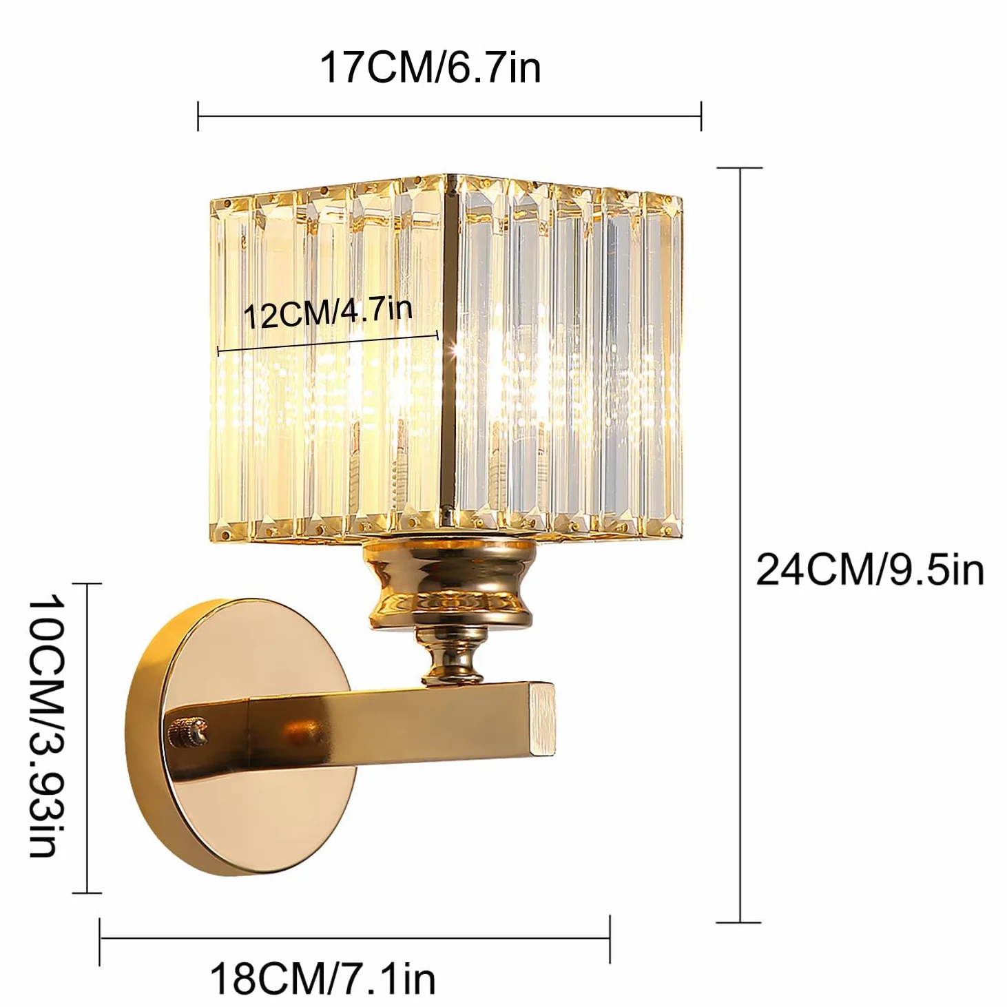 Applique Moderna In Cristallo, E27 Lampada Da Parete In Cristallo Oro, Per Camera Da Letto Soggiorno Sala Da Pranzo Corridoio Illuminazione