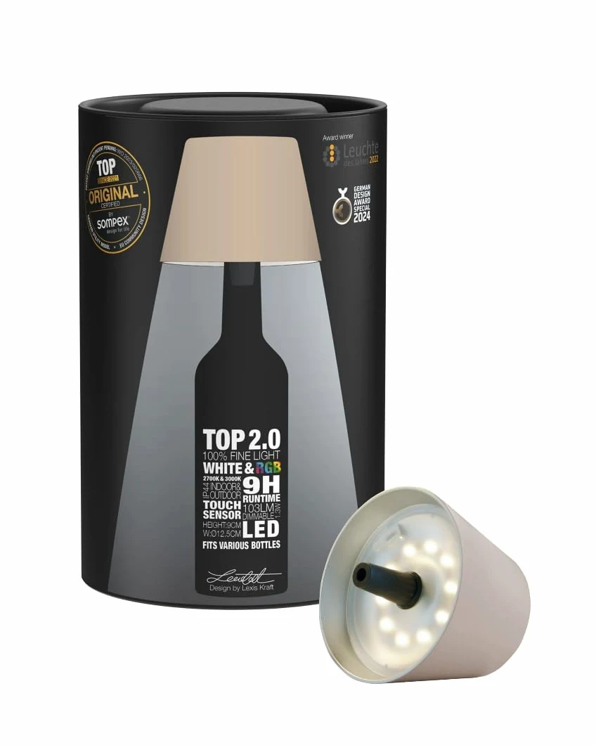 sompex Lampada decorativa per interni ed esterni, alimentata a batteria, TOP 2.0, sabbia