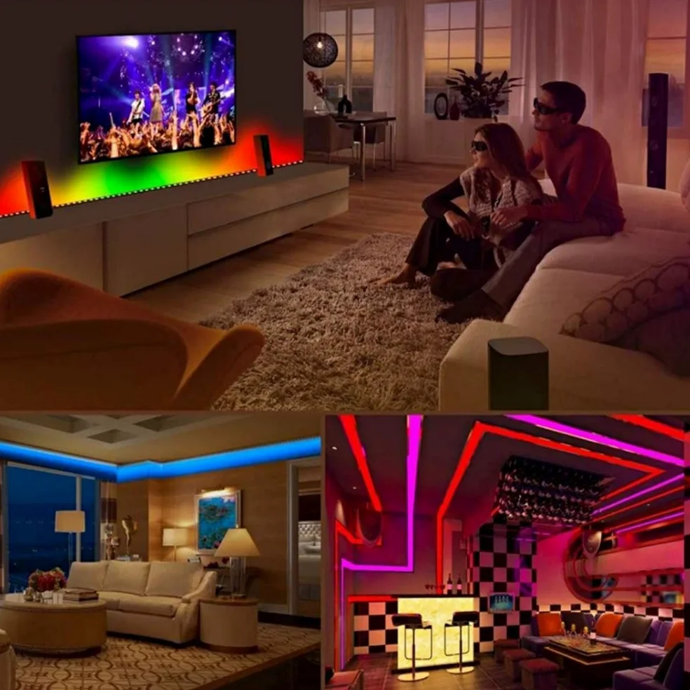 Striscia LED 5M, WiFi/Bluetooth Luci LED Colorate Smart Phone Strisce LED Compatibile RGB SMD 5050 Musica SYNC LED Strip Controllo App E 24/44 Tasti Telecomando RF per Casa Cucina,WiFi Music,20M