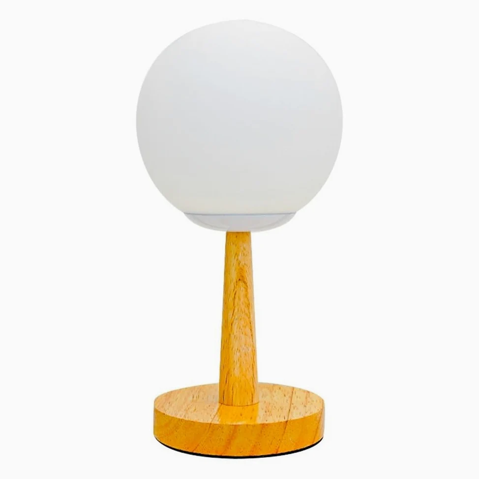 Lampada da comodino Piccola lampada da tavolo in legno decora la scrivania, il comodino, camera letto, lo studio, luce notturna in vetro Lampade per la camera da letto