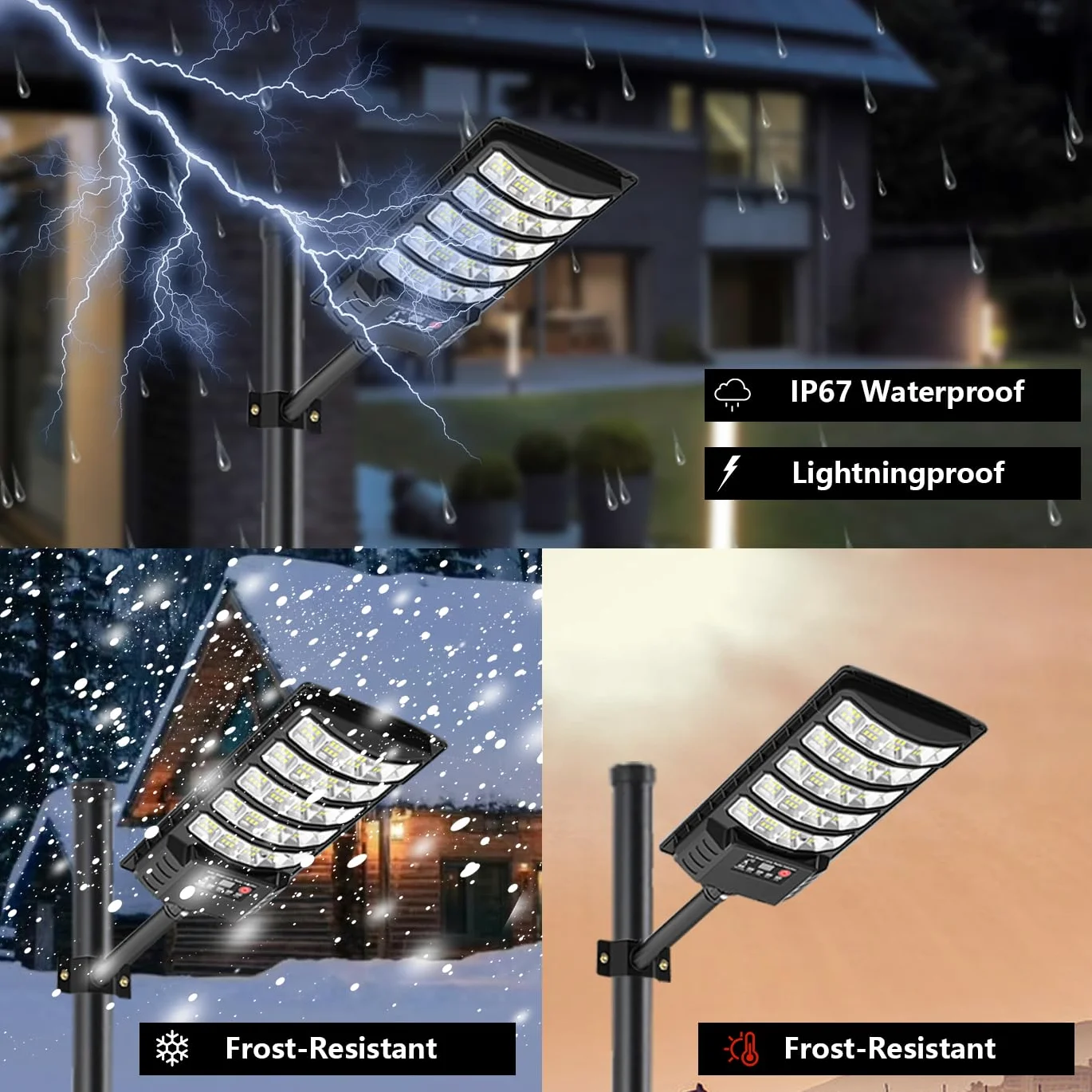 Luce stradale solare esterna, LED Grande lampada solare per parcheggio impermeabile con sensore di movimento e telecomando, 8500 K luce di sicurezza esterna per cortile e parcheggio (1 pezzi)