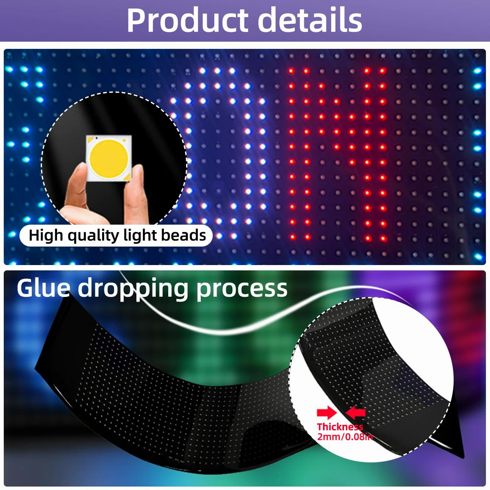 Insegna Luminoso LED, Pannello Flessibile Programmabile 90 x 20CM,Scritte LED Personalizzate Sostegno Testo, Animazione, Emoji Display, Bluetooth Smart APP, USB