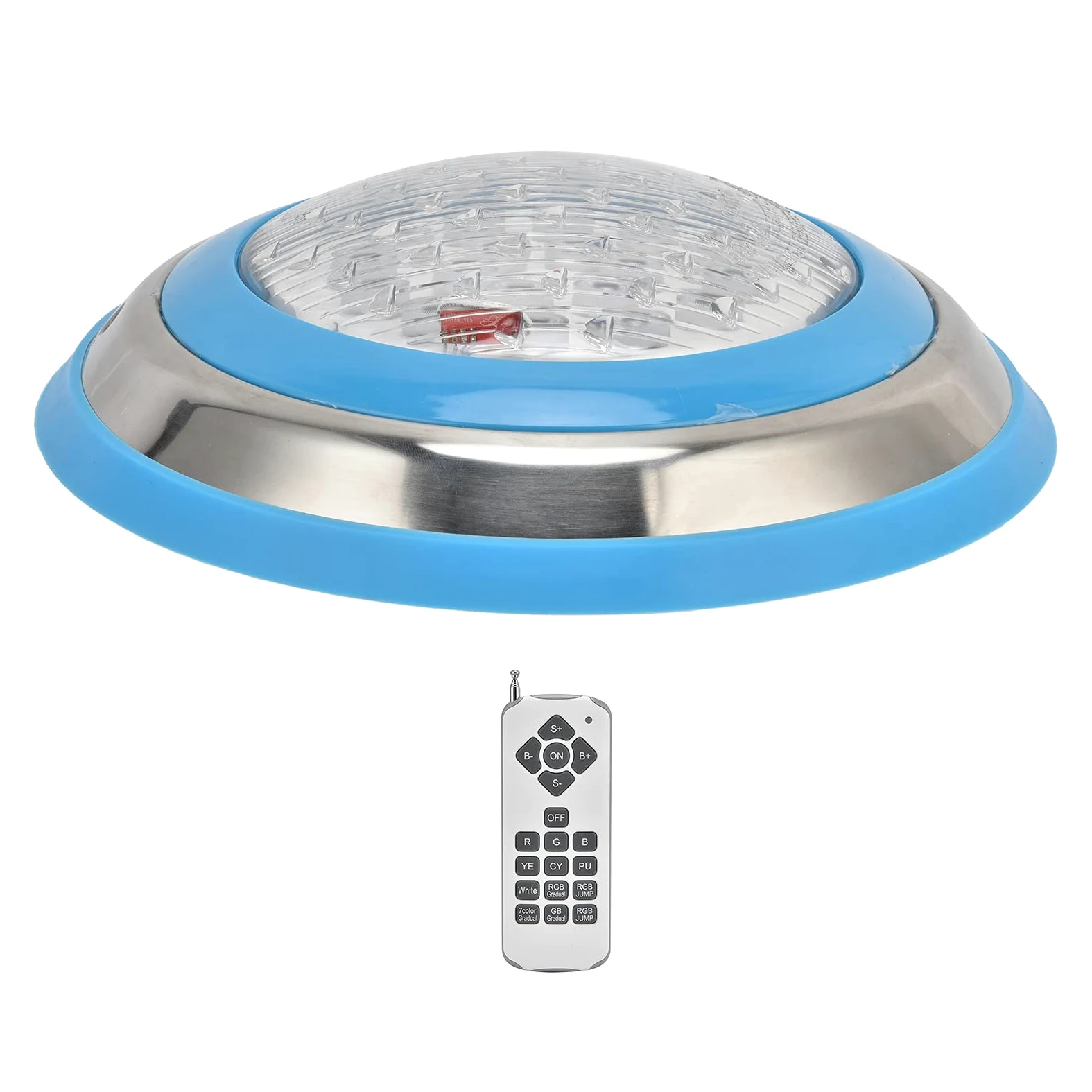 Fafeicy Luce Subacquea, Luce per Piscina a LED Simming Lampada da Parete Subacquea in Acciaio Inossidabile AC12V RGB Perline Lampada Ad Alta Potenza 18 Tasti, Luci Subacquee Continue (24W)