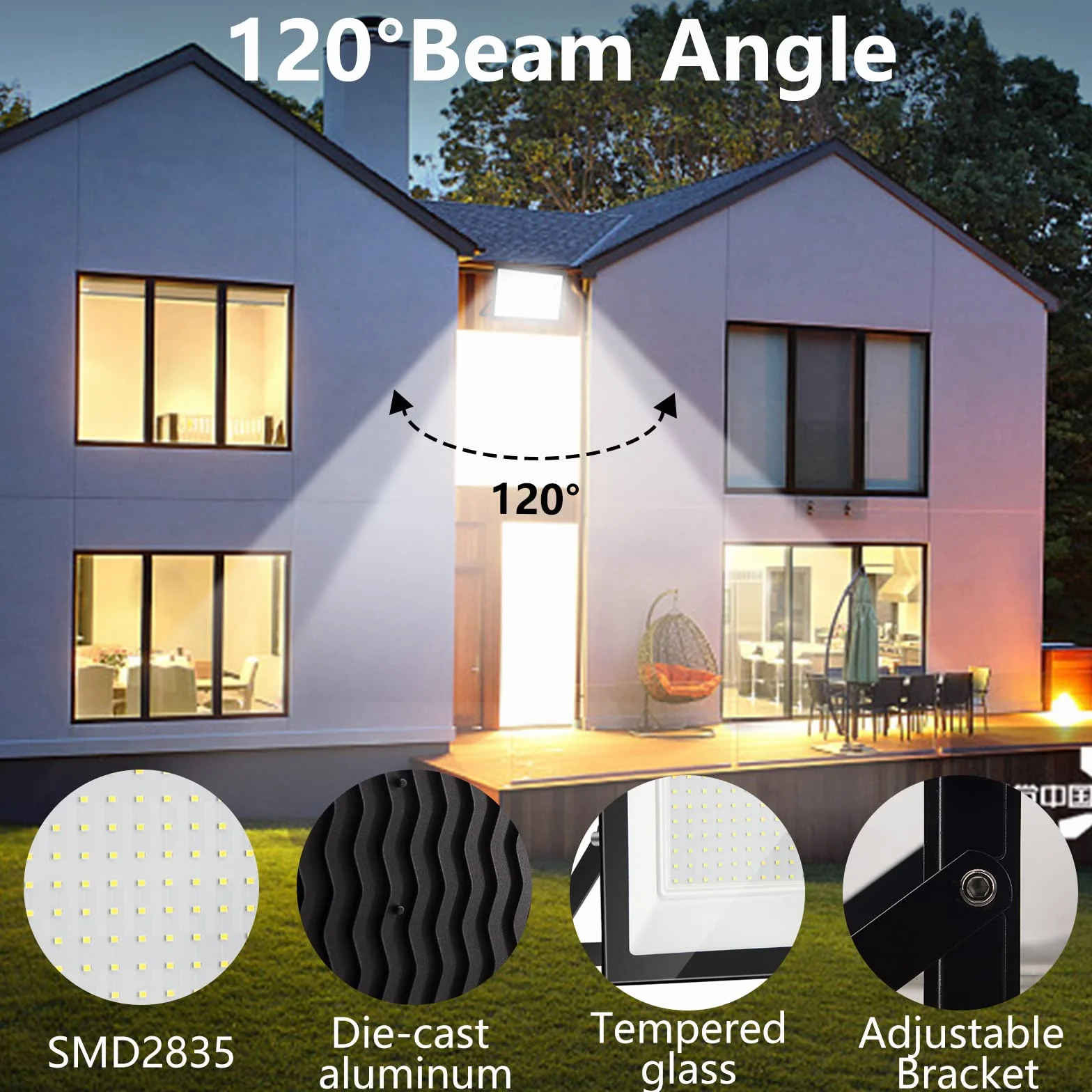 200W Faretto LED da Esterno - Proiettore 20000LM IP65 Impermeabile, 6500K Bianco Freddo per Giardino, Cortile, Garage | Faro LED Esterno con Alta Luminosità e Durata