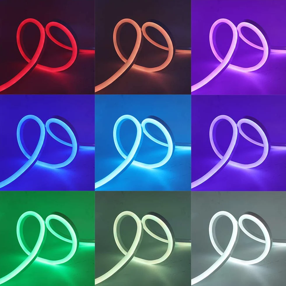 XUNATA Luce al Neon a Strisce LED RGB 220V con Kit di Controllo Remoto e Pannello Tattile, Striscia al Neon Flessibile 5050 LED Impermeabile- 2 Metri
