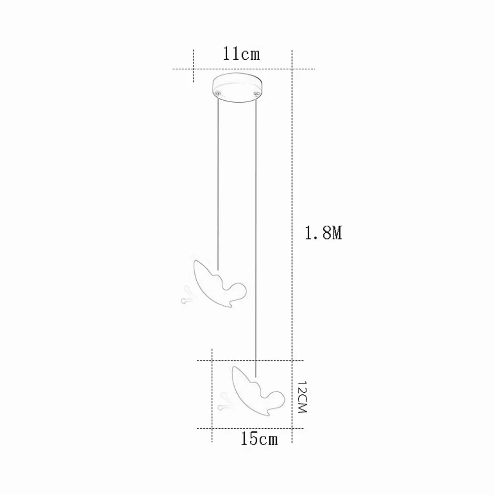 Lampada a Sospensione a LED in Acrilico da 13 W, Lampada a Sospensione a Forma di Farfalla, Accessori per lampade a Sospensione in Metallo, semplici lampade a Sospensione nordiche per camerette e
