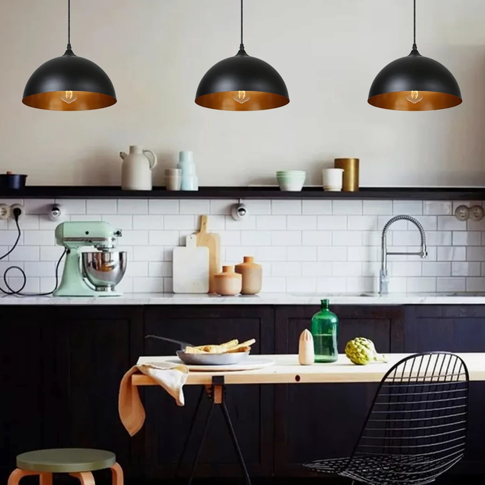 Tomshine Pendente, 2x Lampada a sospensione retrò in metallo, Lampada a sospensione LED vintage industriale, Ø 30cm, bianco (nero)