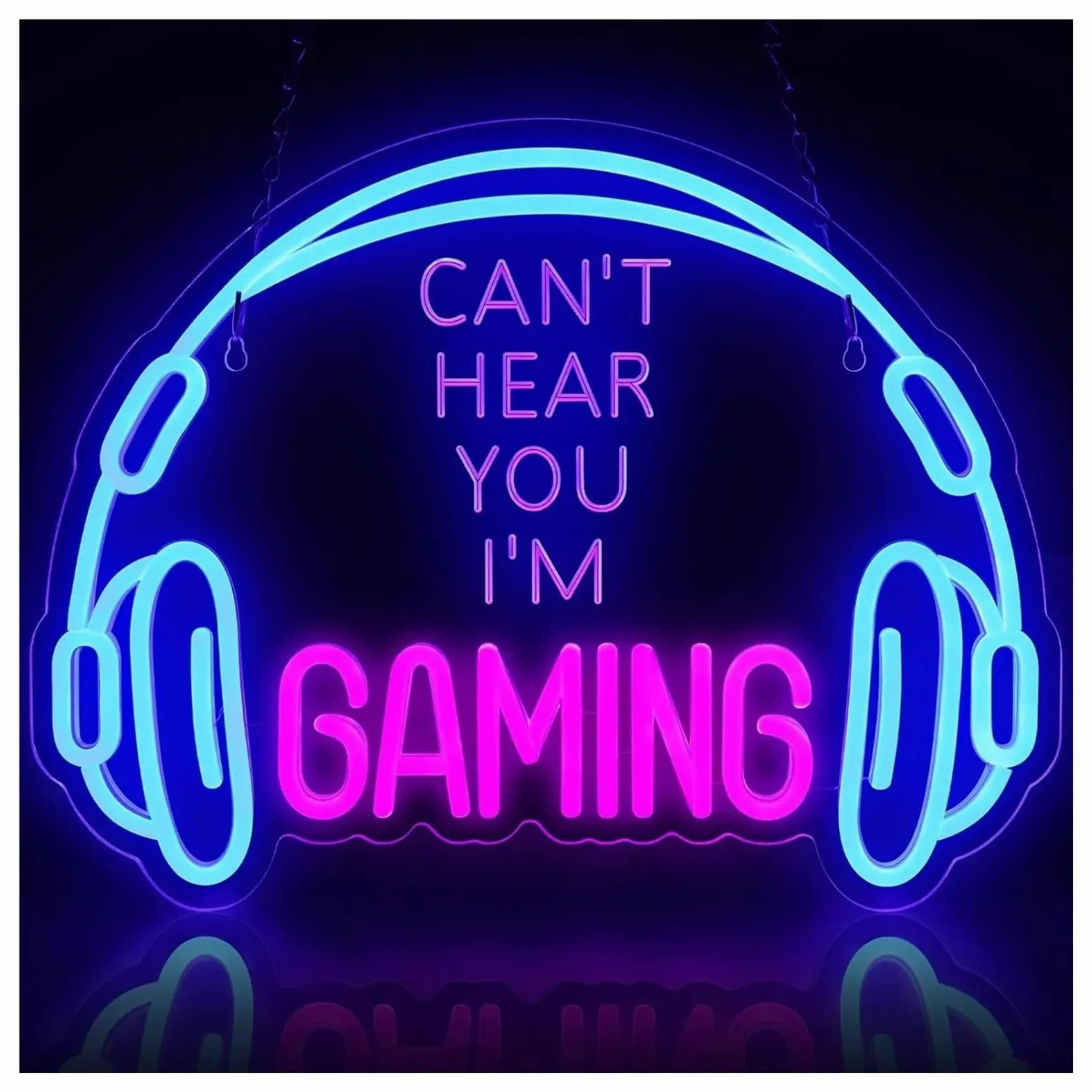 Insegna Luminosa a LED dimmerabile per Videogiochi, Ideale per Giocare, Creare un'atmosfera da Gaming, con Cuffie, Zona Gioco, Camera da Letto e Decorazione murale (Non Ti Sento, s