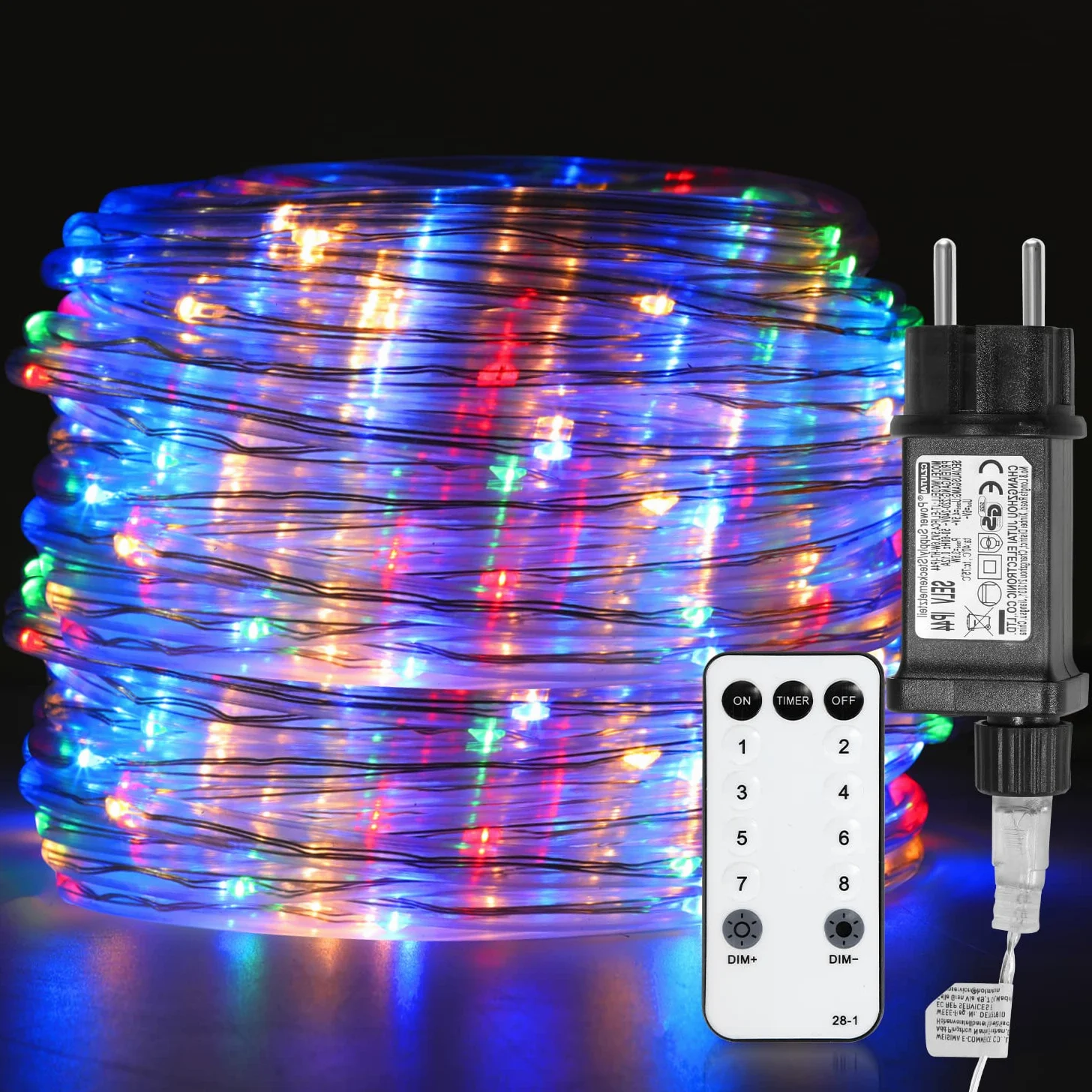 Jopassy Tubo luminoso esterno 30 m 300 LED, tubo luminoso esterno interno 8 modalità, tubo luminoso per Natale, feste, tubo luminoso con telecomando, impermeabile, per esterni
