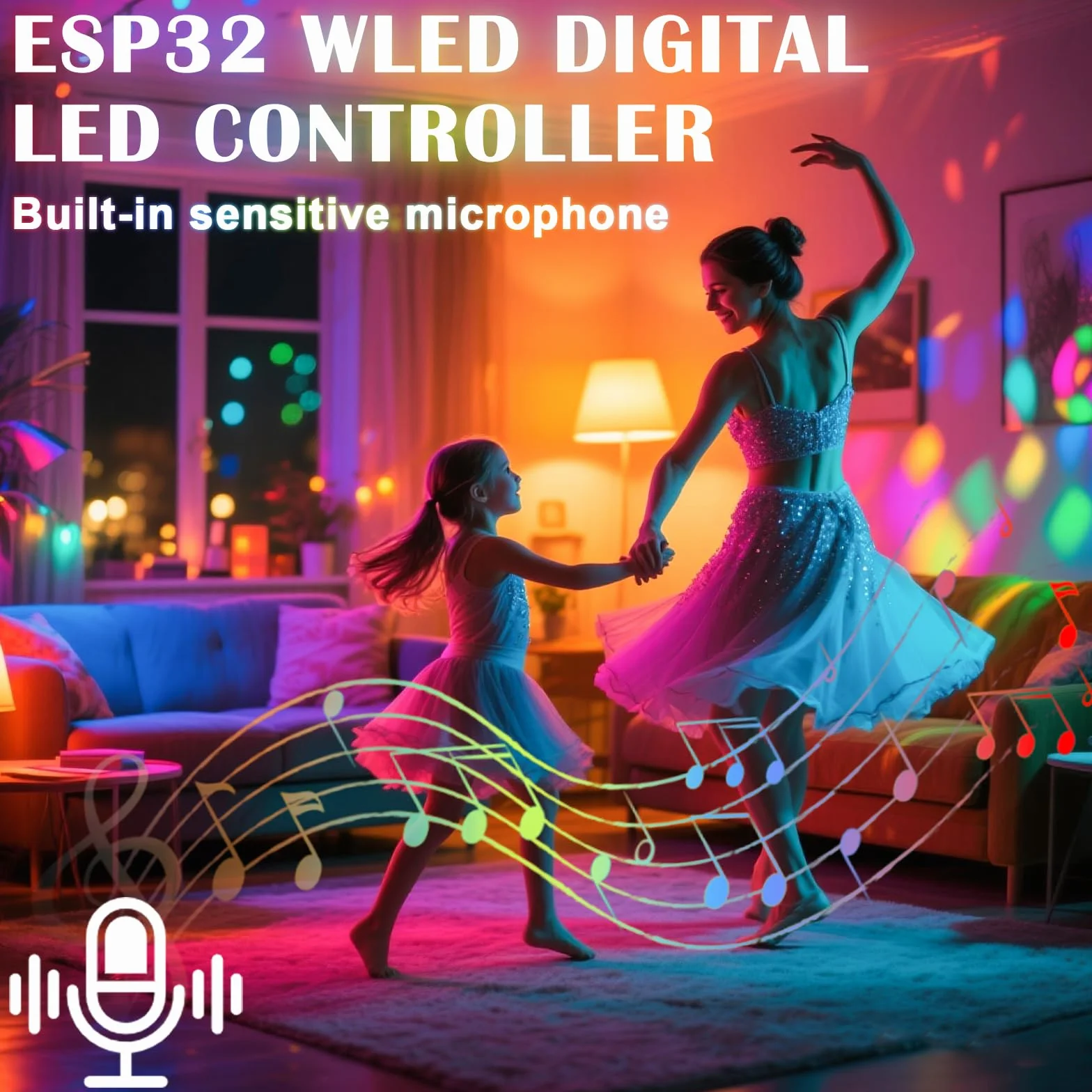 Confezione da 2 controller WLED con microfono: ESP32 DC 5V-24V Digital LED Strip Controller per striscia LED indirizzabile Digital RGB IC WS2811 WS2812B SK6812 WS2815 RGBW striscia LED indirizzabile