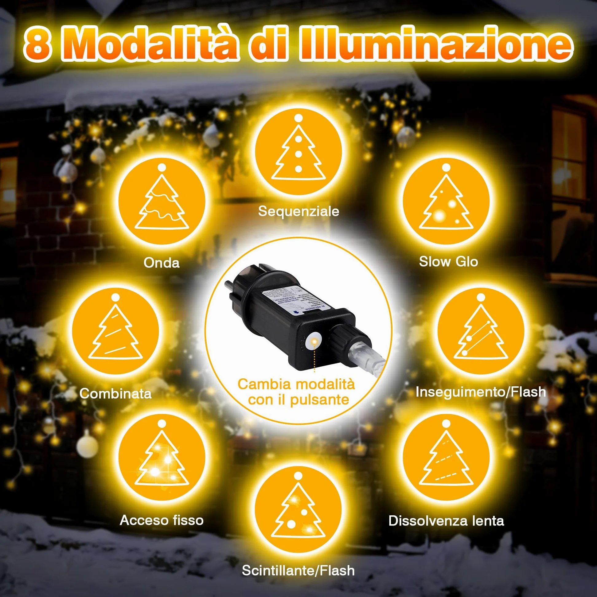 Xahpower Luci di Natale da Esterno Cascata, 624 LED 18M Luci di Natale da Esterno con Telecomando, 8 Modalità, Tenda Luminosa per Balcone, Natale, Matrimoni, Feste - Bianco Caldo