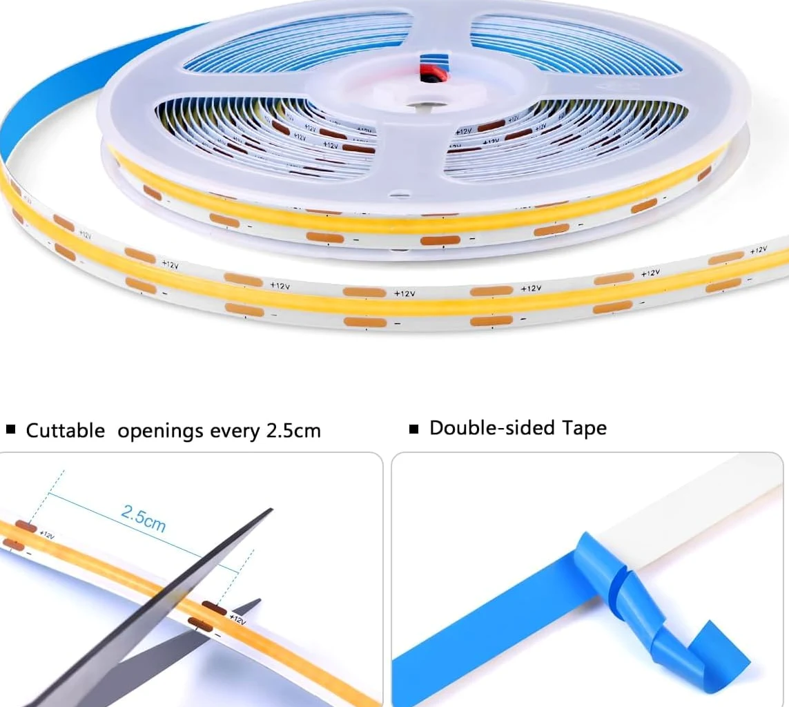 Luce LED per armadio COB 6 in 1 dimmerabile con controllo touch, ideale per cucine, guardaroba, cantinette e scaffali - Luci frontali (luce calda, 1M)