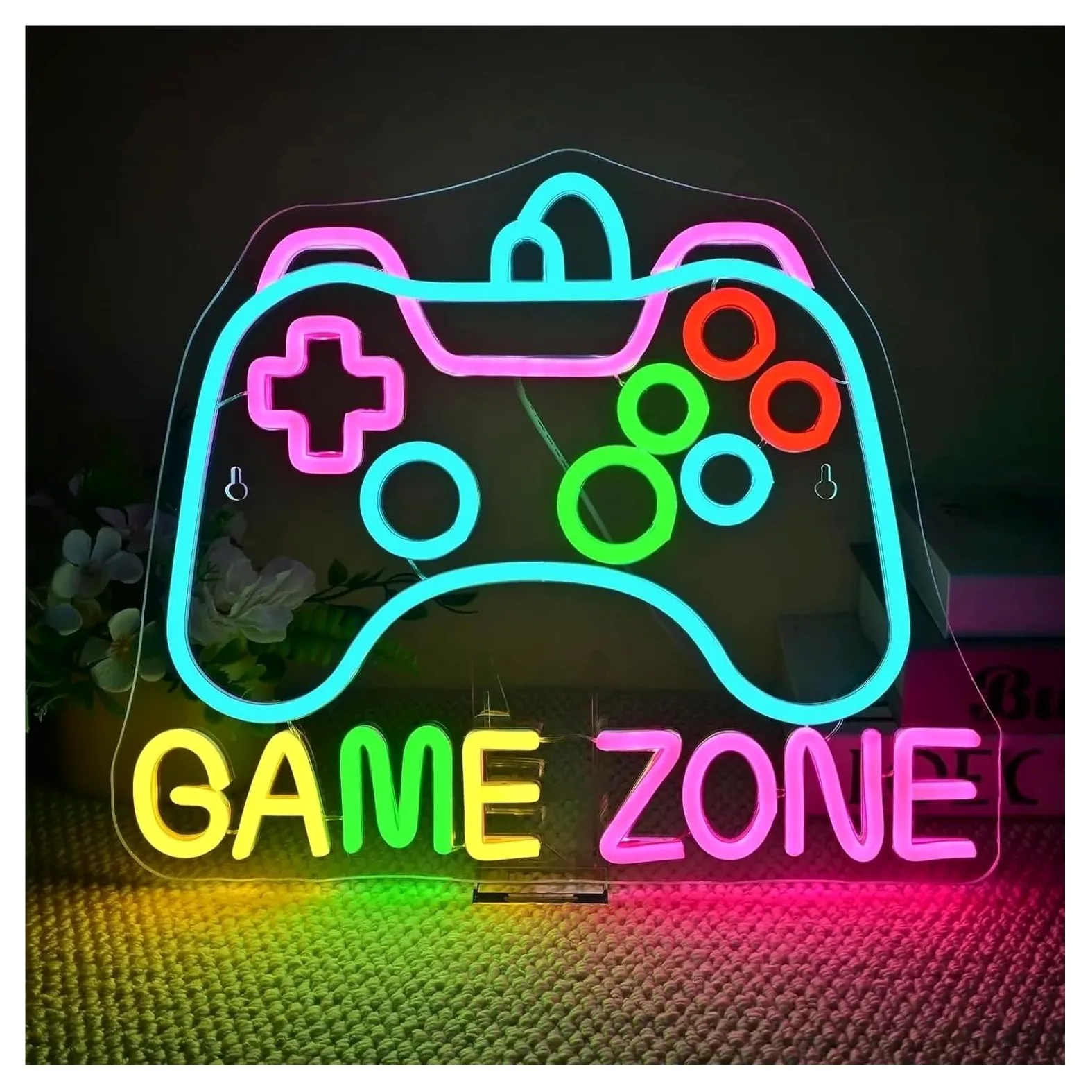 Insegna al Neon Insegna Luminosa Al Neon Game Zone Per Camera Da Letto Stanza Dei Videogiochi Festa In Casa Decorazione Da Parete Per Amanti Dei Videogiochi 38cmx31cm