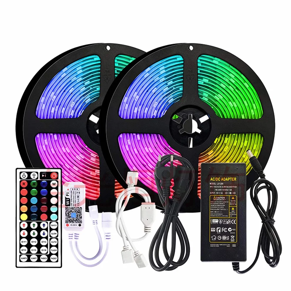Striscia LED 5M, Wifi Luci Led Colorate Smart Phone Strisce LED Compatibile RGB SMD 5050 Musica Sync LED Strip Controllo App E 44 Tasti Telecomando RF Per Casa Cucina Festa TV Decorazione,10m/33ft