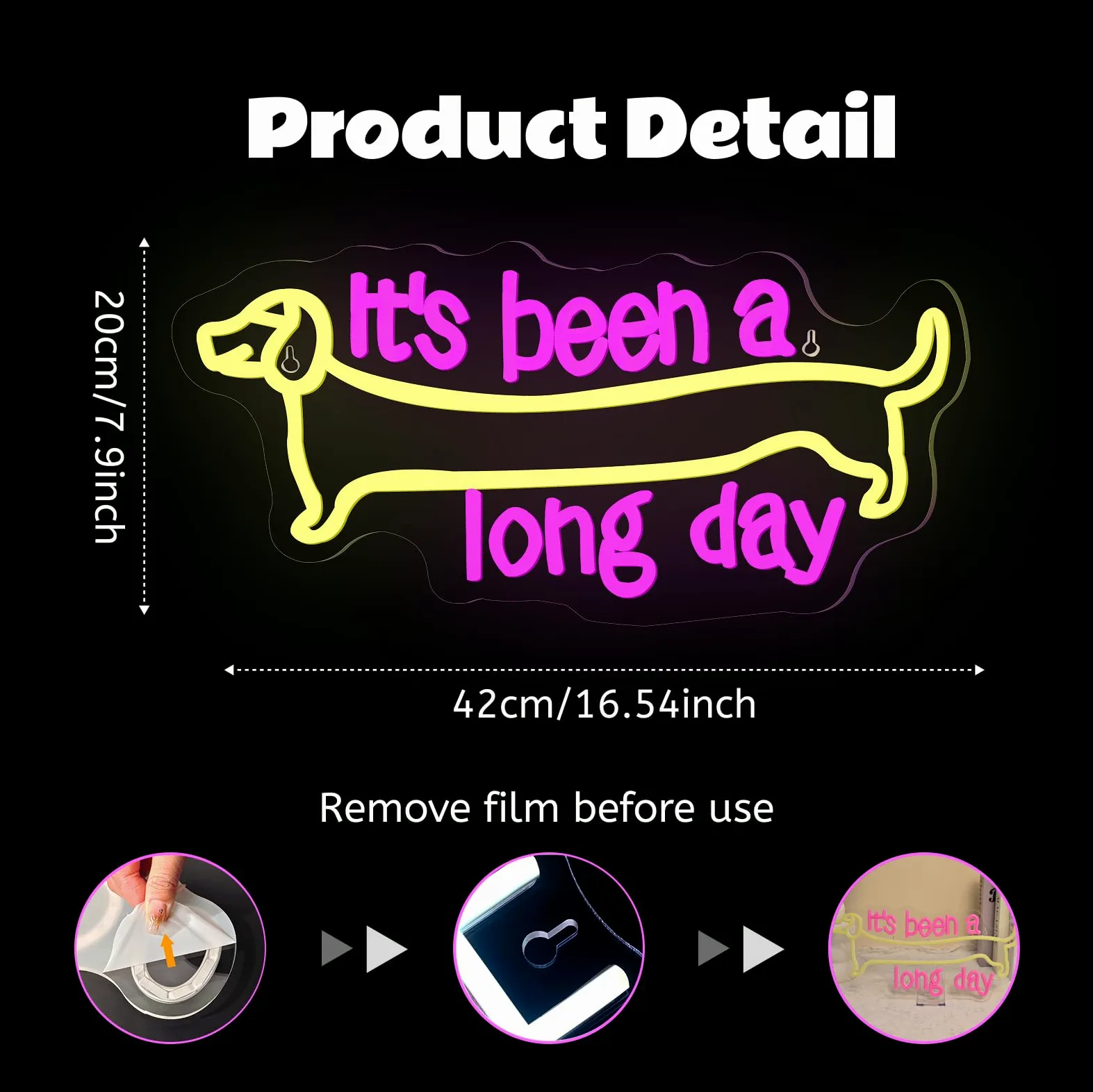 It's been a long day Dachshund Neon Led, Bassotto Scritte Neon Decorazione da Parete, Insegne Luminose Adatto per Camera da Letto, Soggiorno, Cameretta dei Bambini, Festa di Intrattenimento