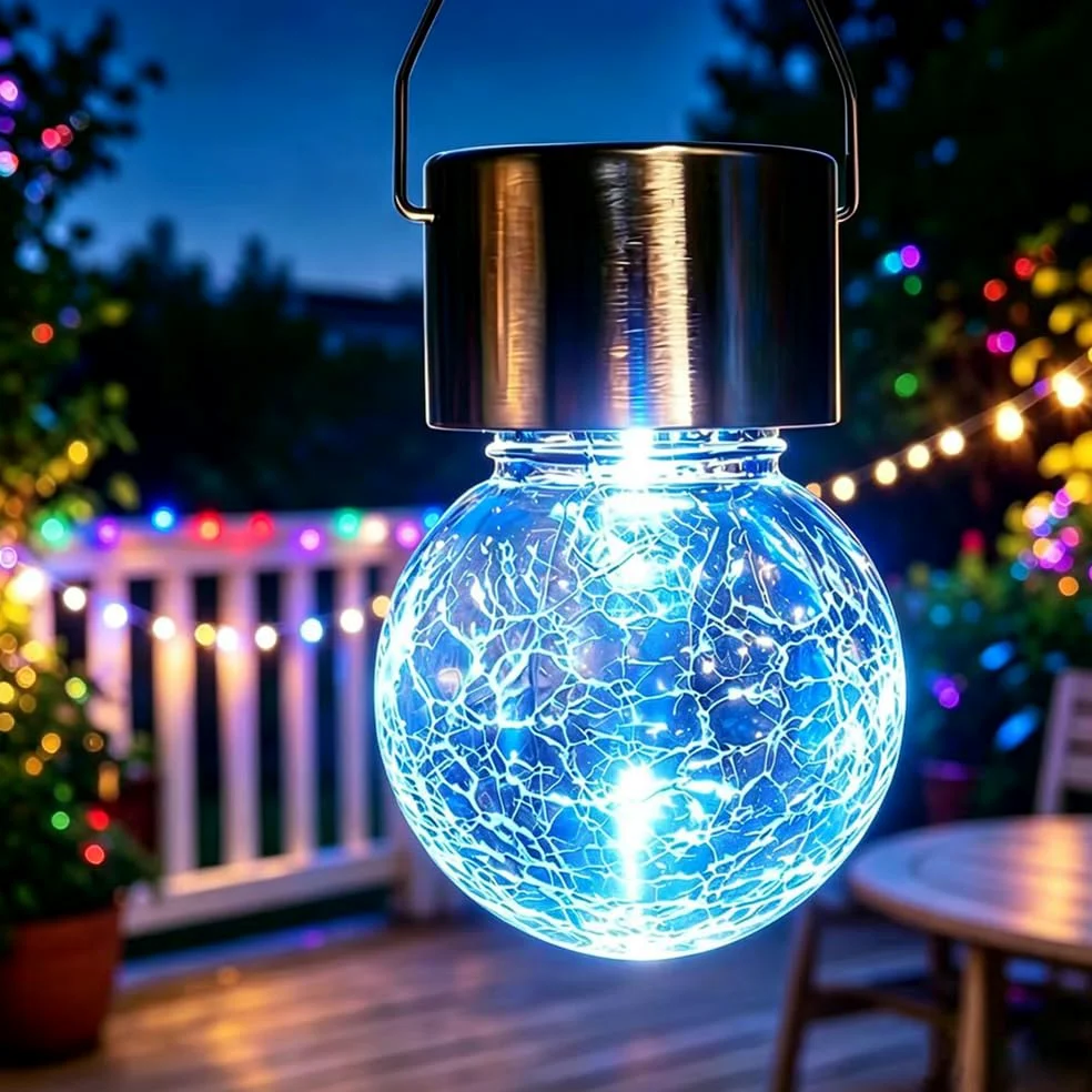 Piccole lampade solari per esterni da giardino, sospese, con clip, lampada solare per esterni, cambia colore automatico, lampadine solari per esterni, lampada solare da appendere in vetro rotto