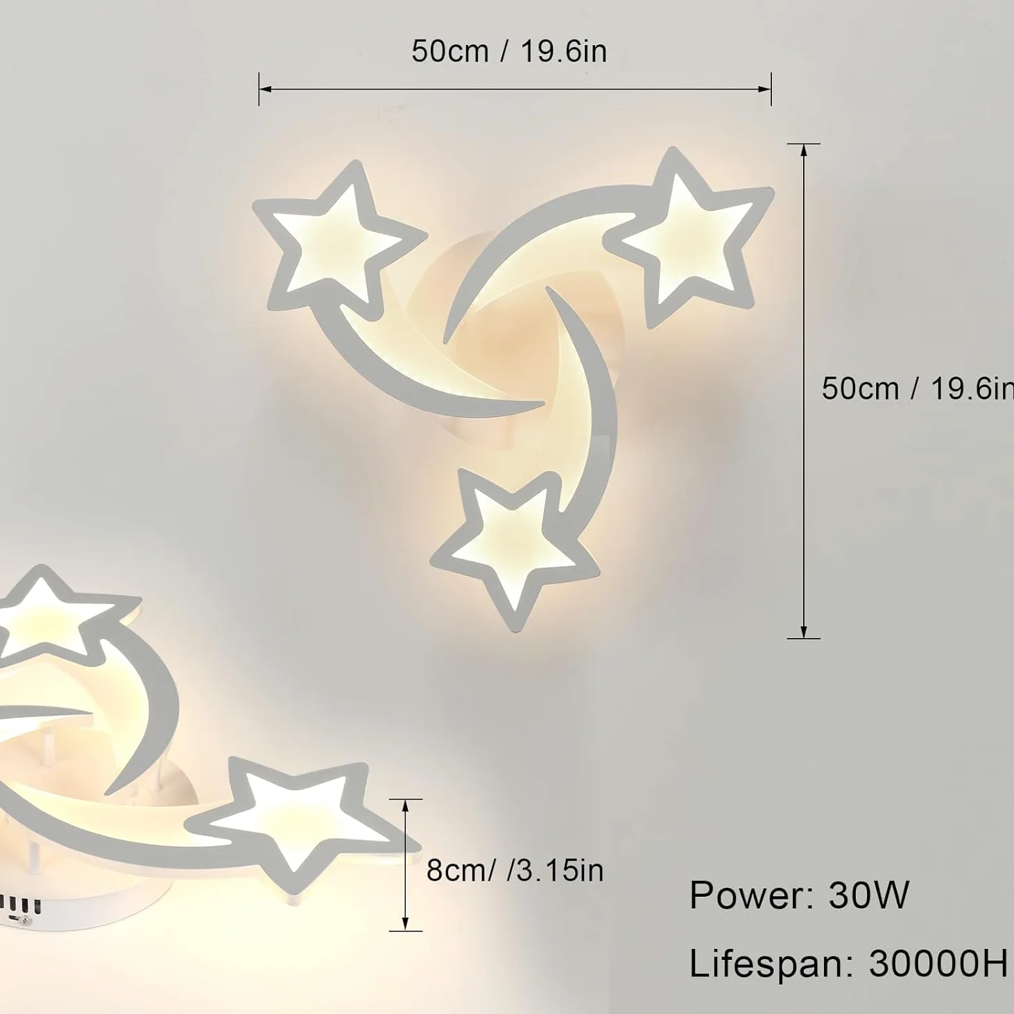 Toolight Plafoniera LED dimmerabile 30 W 3375 LM, lampadario camera da letto per bambini con telecomando 3000 K-6500 K, moderna lampada da soffitto per camera dei bambini, soggiorno, camera da letto,
