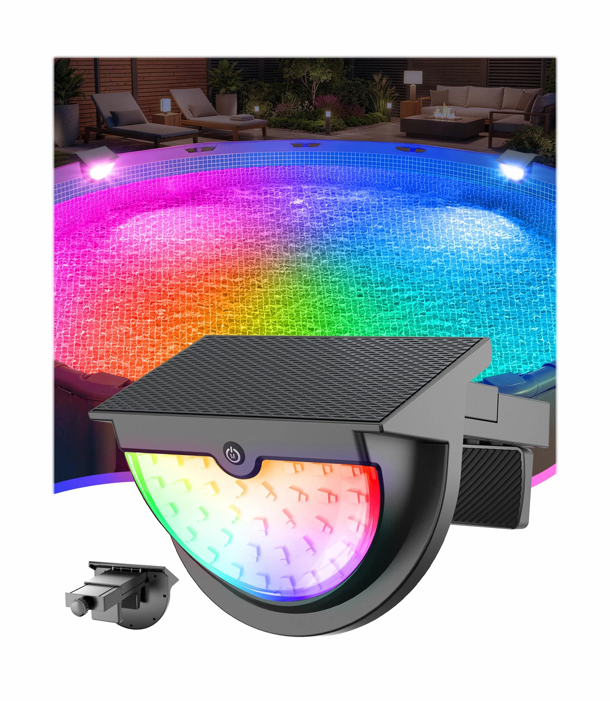 DeeprBetter 2026 Aggiornato Luci Piscina Fuori Terra Solari, Luce Piscina RGB Colori Cambiamento, IP68 Impermeabile Luci LED Piscinas con 10 modalità di Illuminazione, Lampade per Piscinas Giardino
