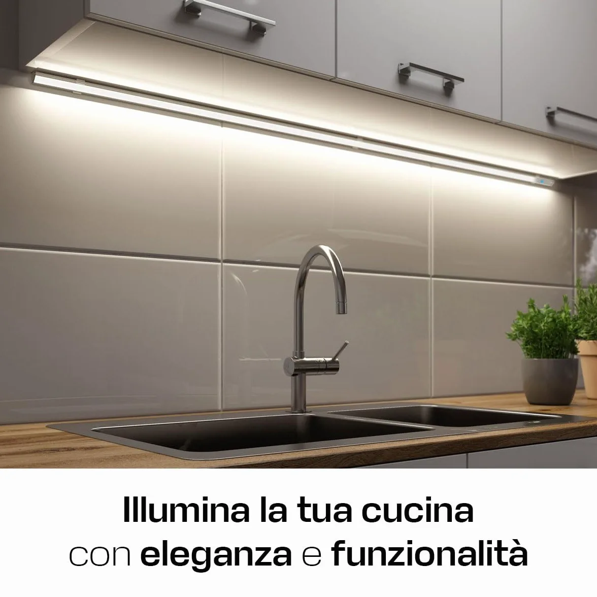 Barretta a Led Angolare con Misura Personalizzabile da 30cm a 200cm - Lampada LED per sottopensili piano cottura scrivania e piano di lavoro - Dimmerabile (180 cm, Luce Naturale 4000K)
