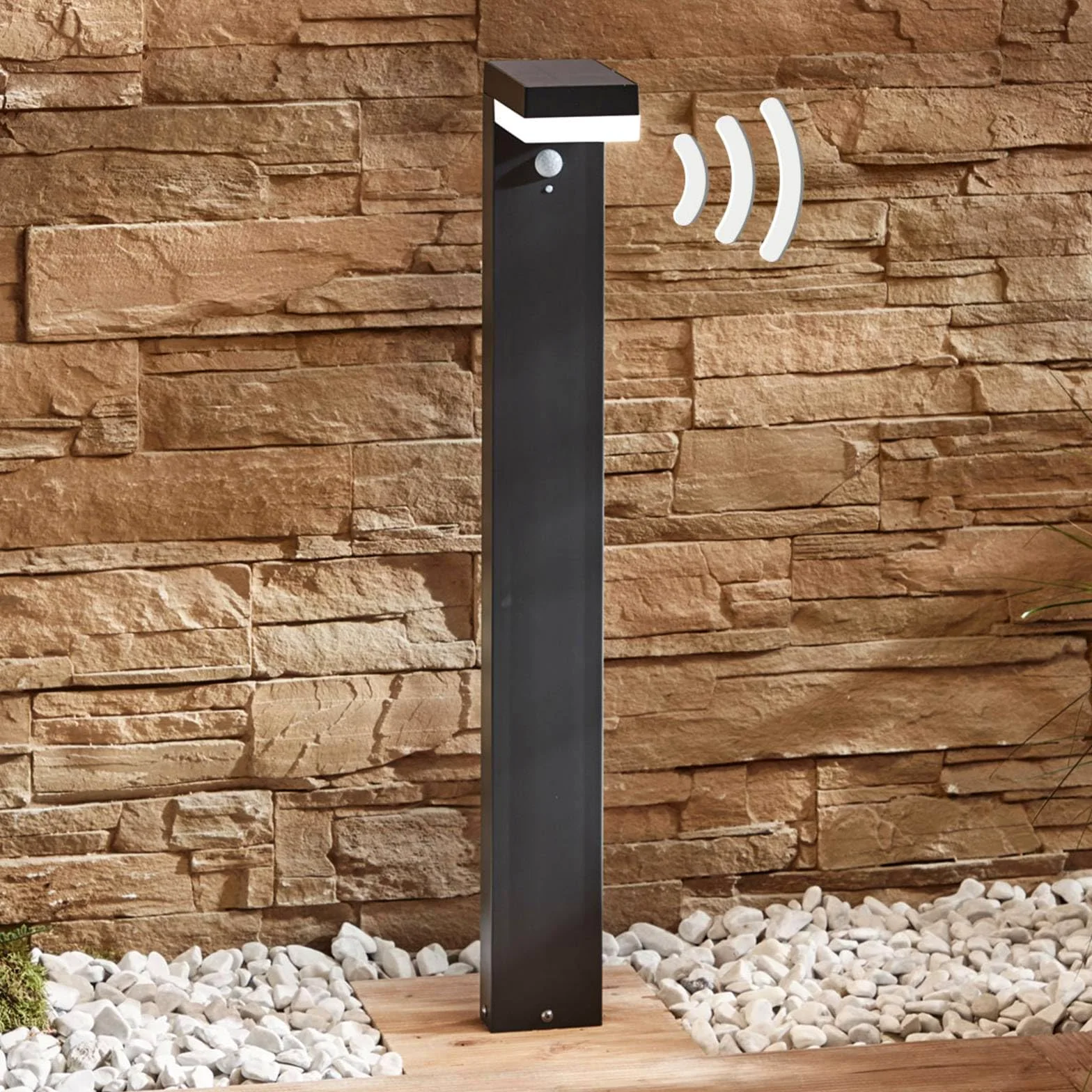 Lindby Lampade solari con sensore di movimento (Moderno) colore Grigio, in Acciaio Inox lampadina inclusa lampada solare giardino