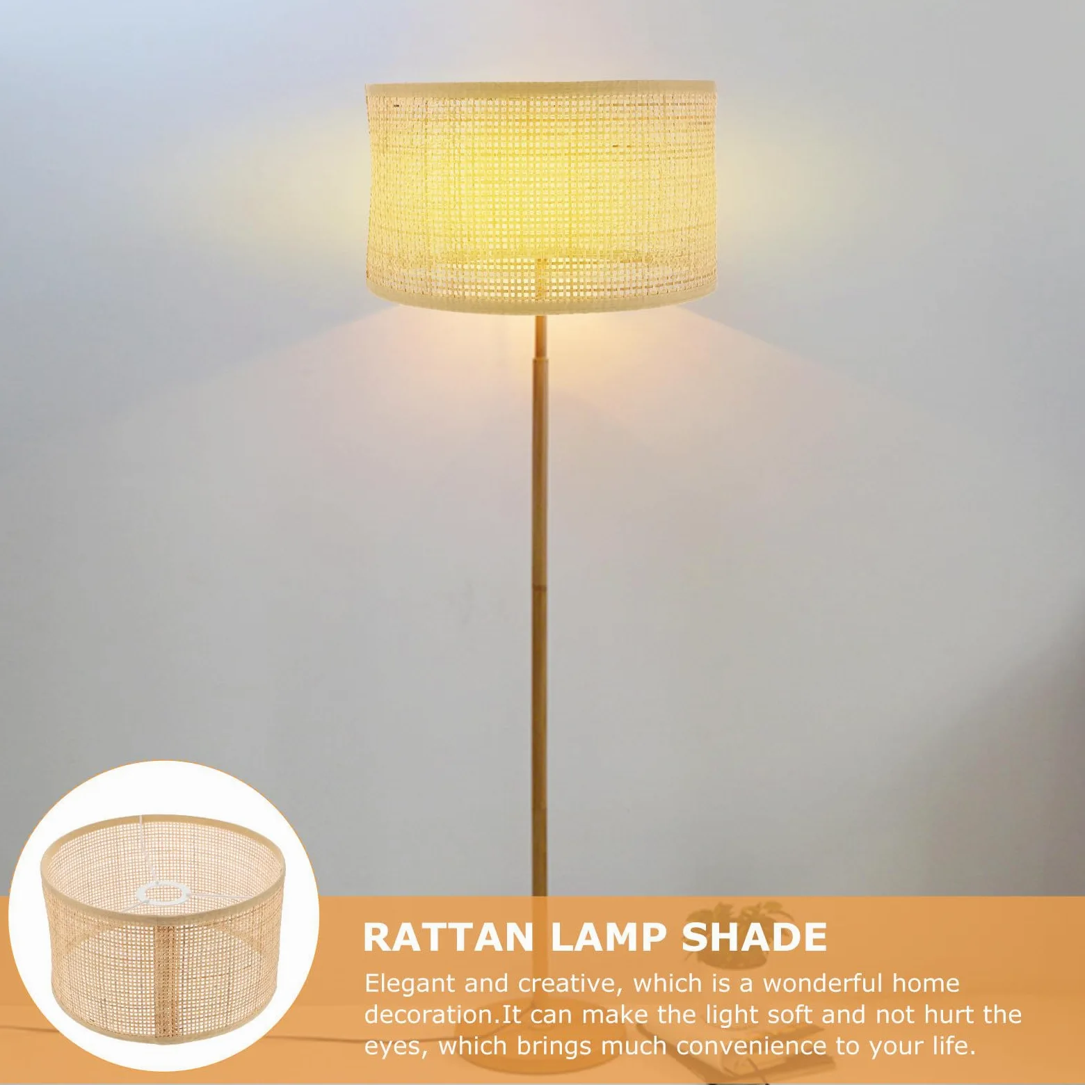 VANZACK Paralume Intrecciato in Rattan a Quadrati per Lampada da Soffitto, Decorazione Rustica Elegante Lavorazione Fine, per Camera da Letto