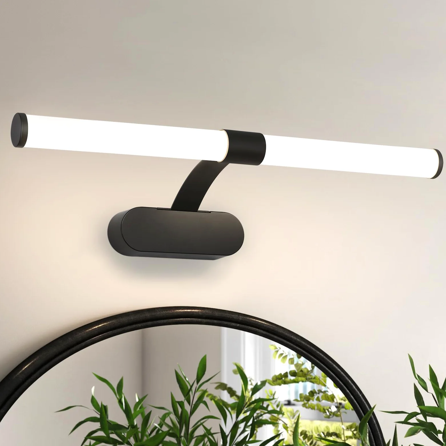 Homefire LED specchio luce bagno lampada nero lampada da parete bagno | 60CM 8W moderno impermeabile IP44 parete luce bianconeutro 4000K per cucina