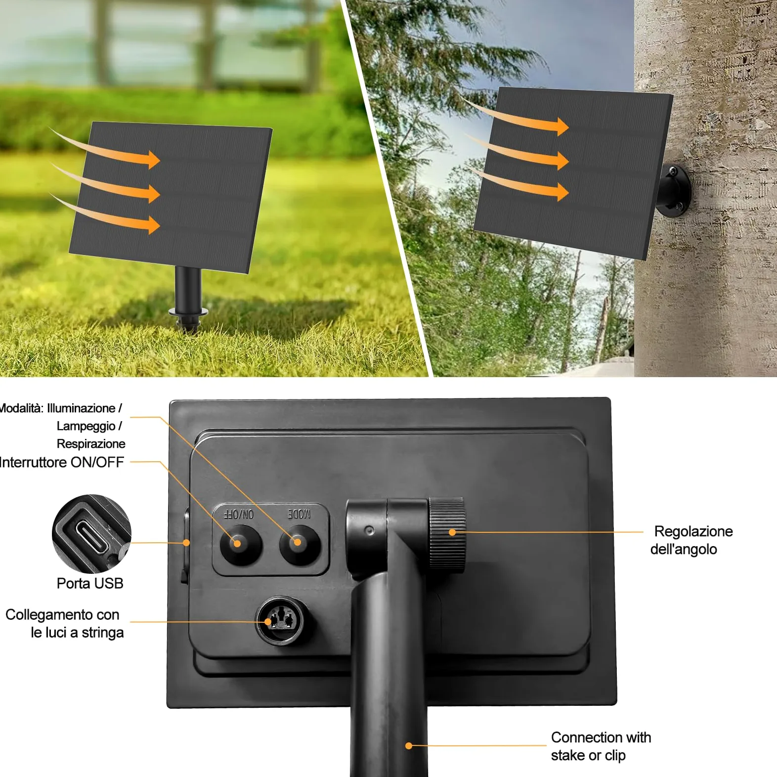 Luci Solari Da Esterno G40 20M Con Ricarica USB O Solare Duale Festoon Lights 24V Con Telecomando Dimmabile Timer 30 Lampadine Infrangibili Impermeabili Per Giardino