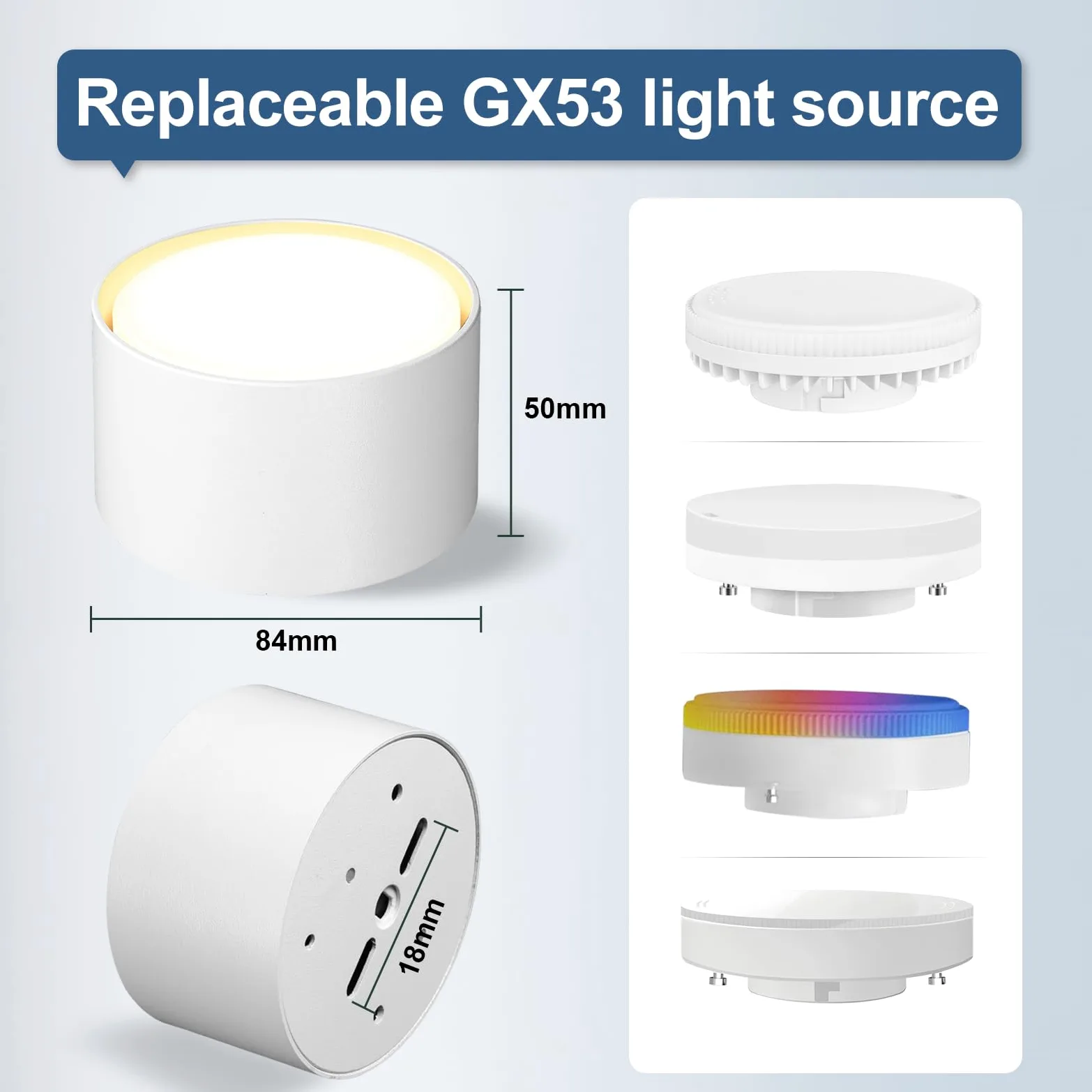 GeyouLux 4x Faretti LED Soffitto - Ø84x50mm - 6W 680LM Faretto LED Interno - 4000K LED GX53 230V Incluso - Angolo del fascio di 180° - Alluminio Lampada da Soffitto (Bianco)