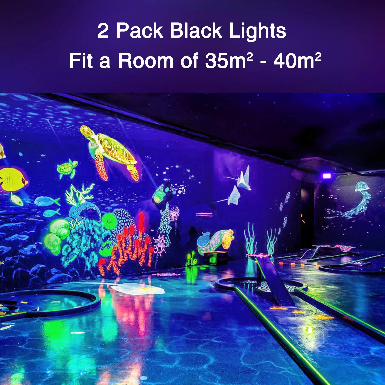Onforu 20W Luce Nera UV, 2 Pezzi Faretto UV LED con spina, IP66 Faro UV LED Impermeabile,Black light Decorare per Acquario, Festa, Pittura Fluorescente, Poster Fluorescente, Bar, Festa