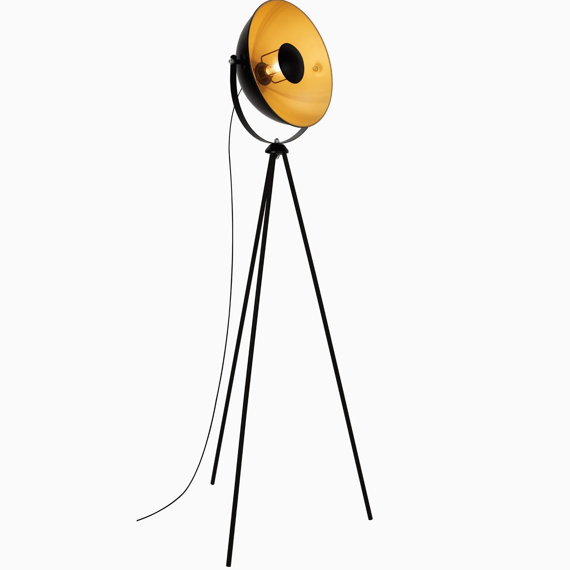 BRILONER - Lampada da terra retrò con interruttore a pedale, orientabile, attacco E27 max. 60 watt, piantana, lampada da lettura, lampada da soggiorno, lampada da pavimento, 58x34,5x148 cm, nero-oro