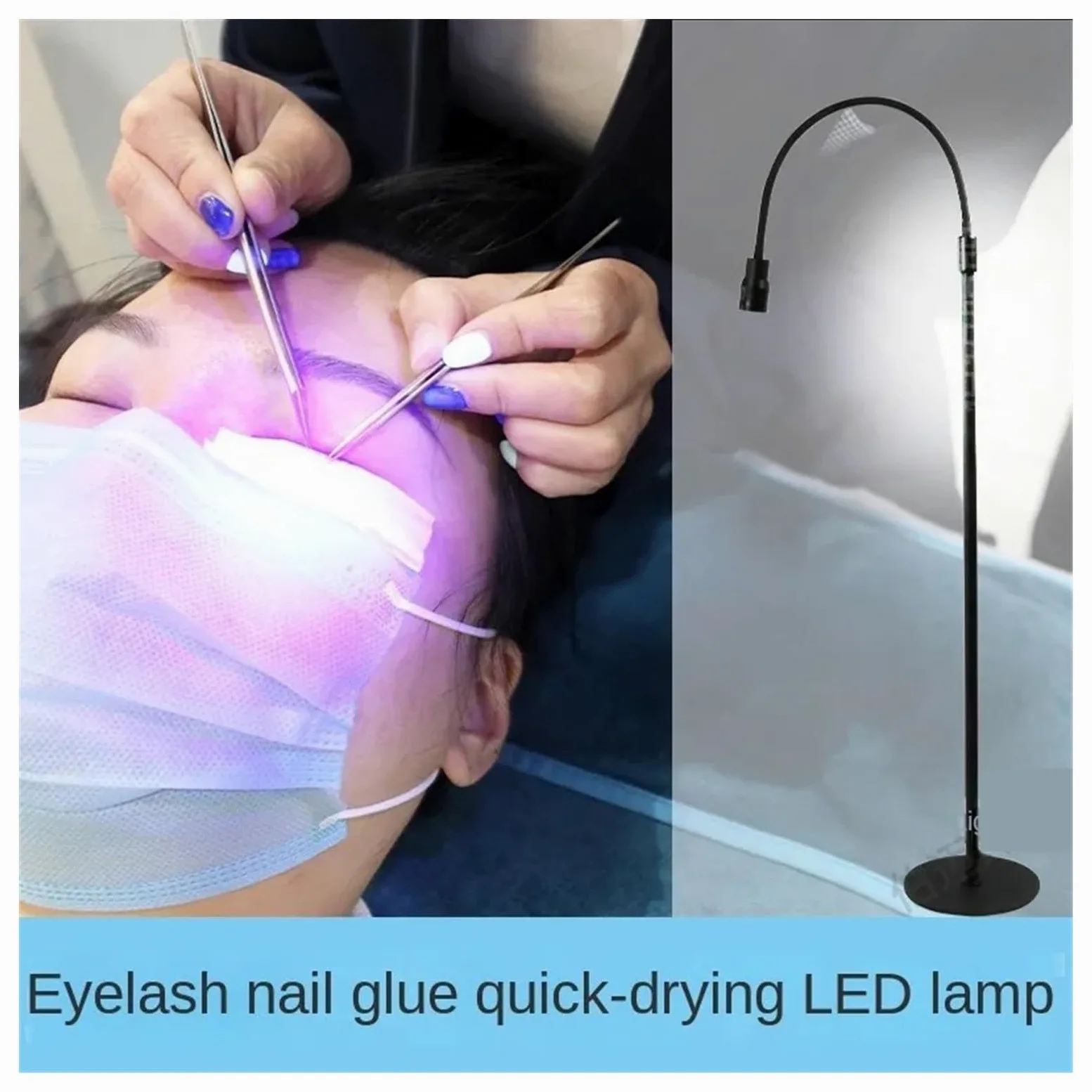 Lampada per polimerizzazione UV LED viola luce UV bellezza ciglia colla for unghie lampada a polimerizzazione rapida innesto ciglia interruttore a pedale lampada da terra a LED(Square switch,10W-01)