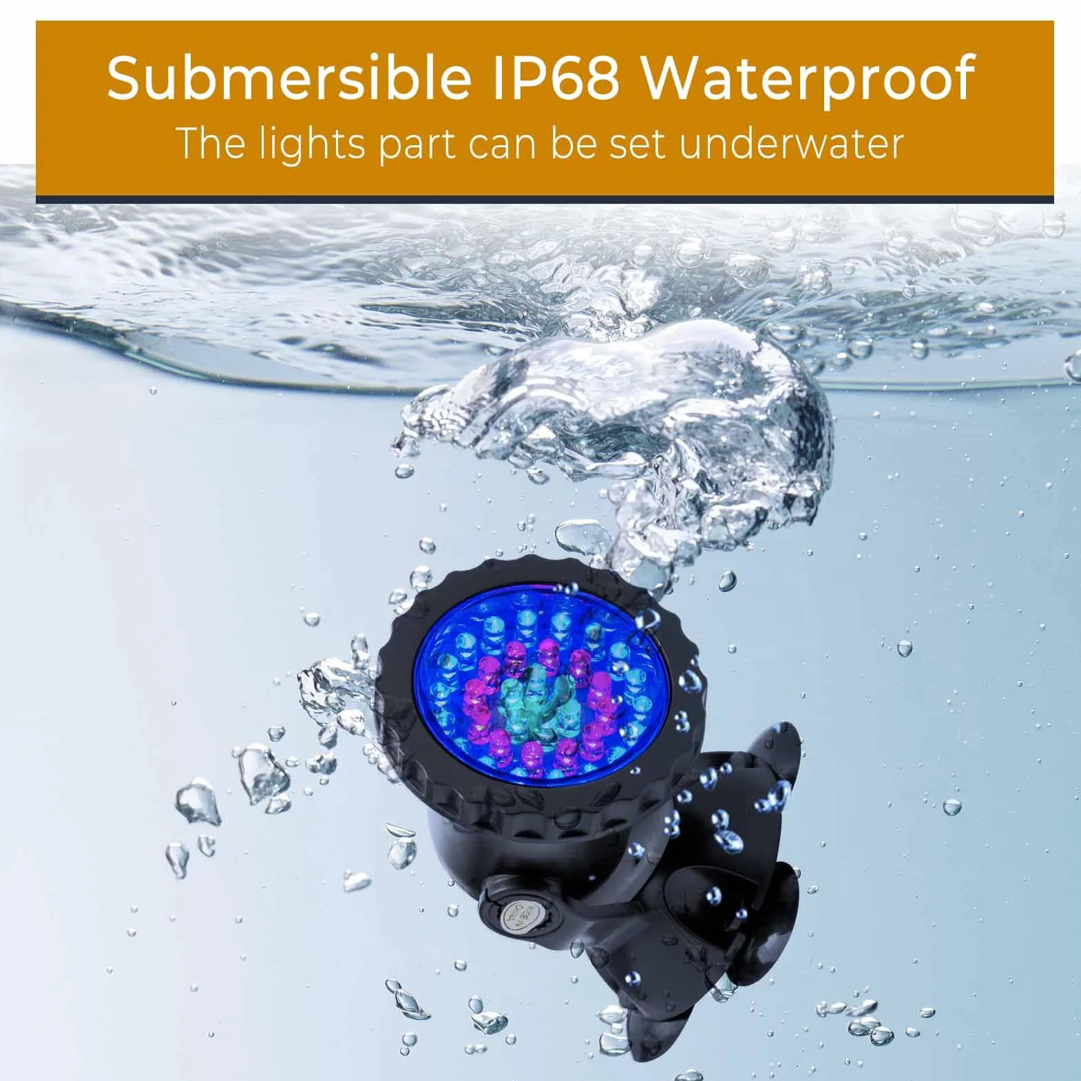 SHOYO, Faretto Impermeabile IP68 Sommergibile Luce Subacquea con 36 Lampadine a LED da 3,5 W, Luce Cangiante per Acquario, Giardino, Laghetto, Piscina, Serbatoio Fontana a Cascata, A Pair of 4