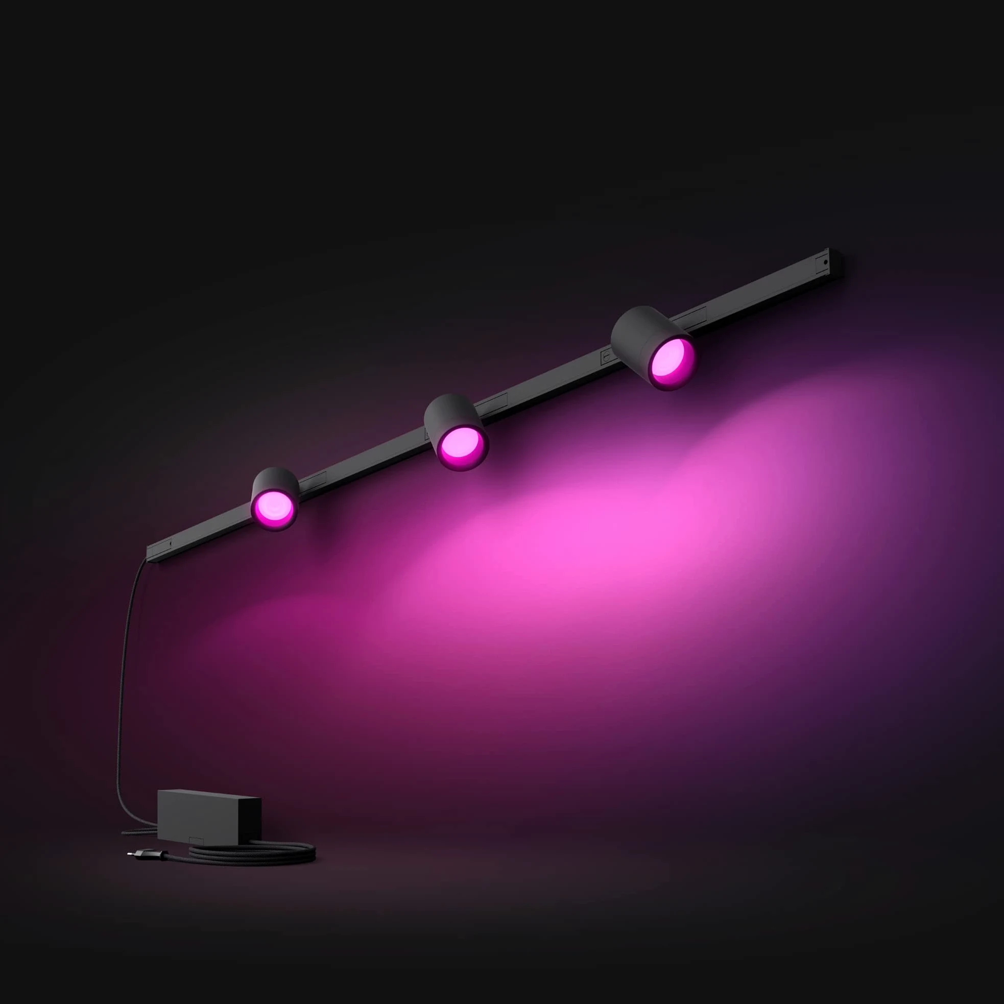 Philips Hue White and Color Ambiance, Perifo, Kit di Illuminazione a Binario da parete, Kit con 3 Faretti, 16.8 W, Nero